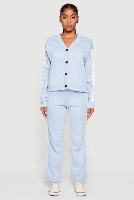 High Waisted Wide Leg Varsity Stripe Sweatpants sold by Rainbow