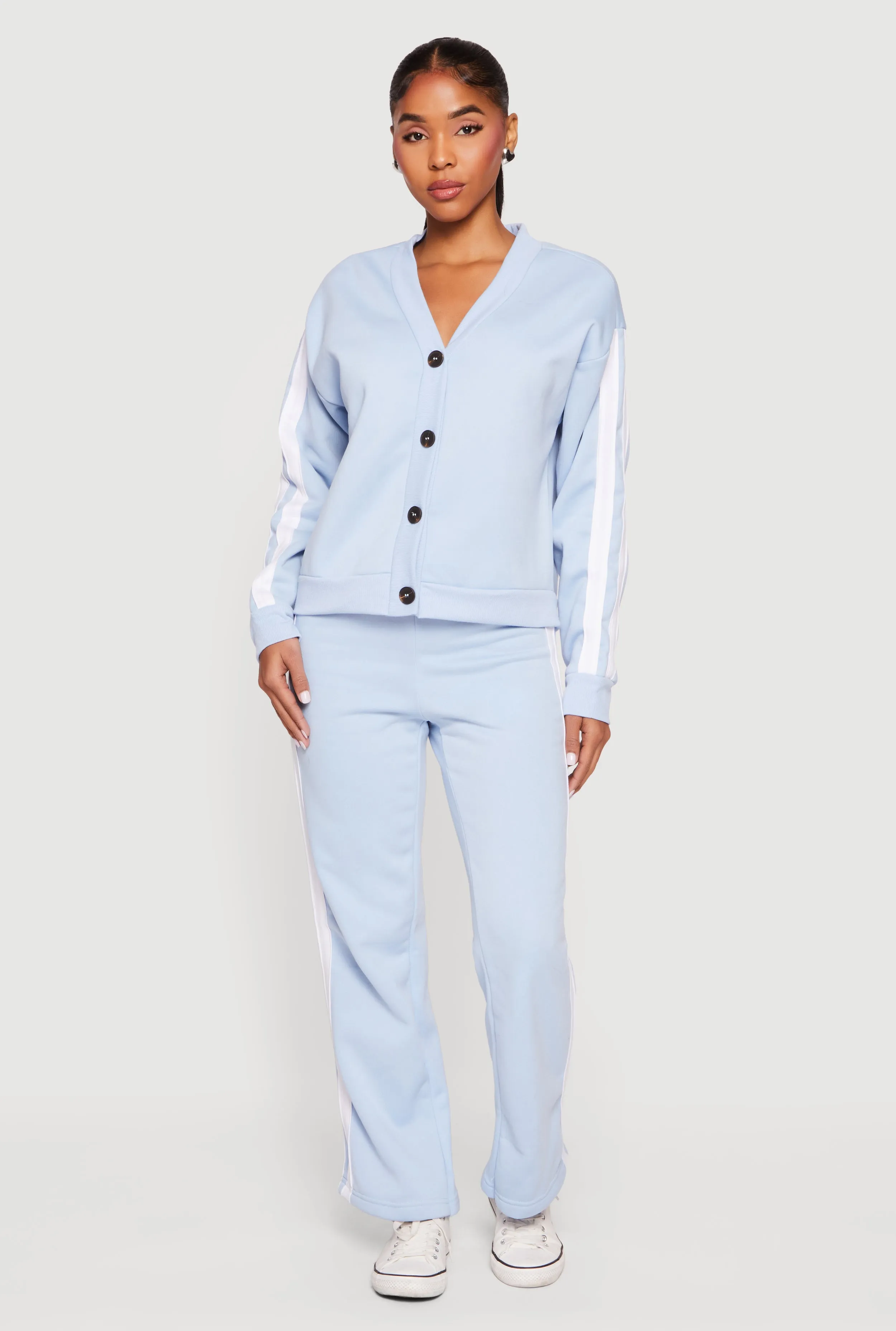 High Waisted Wide Leg Varsity Stripe Sweatpants sold by Rainbow product image thumbnail 2