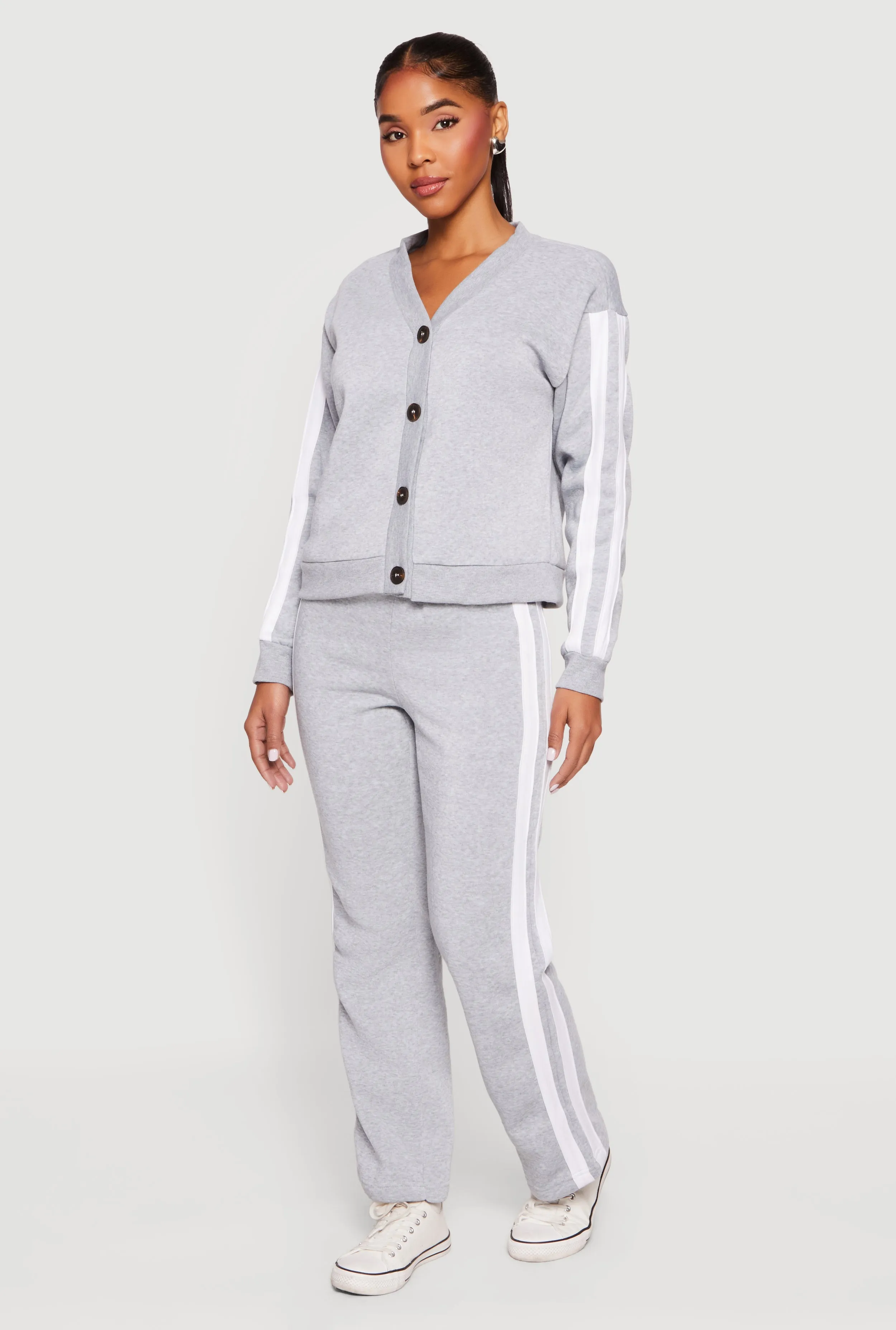 High Waisted Wide Leg Varsity Stripe Sweatpants sold by Rainbow