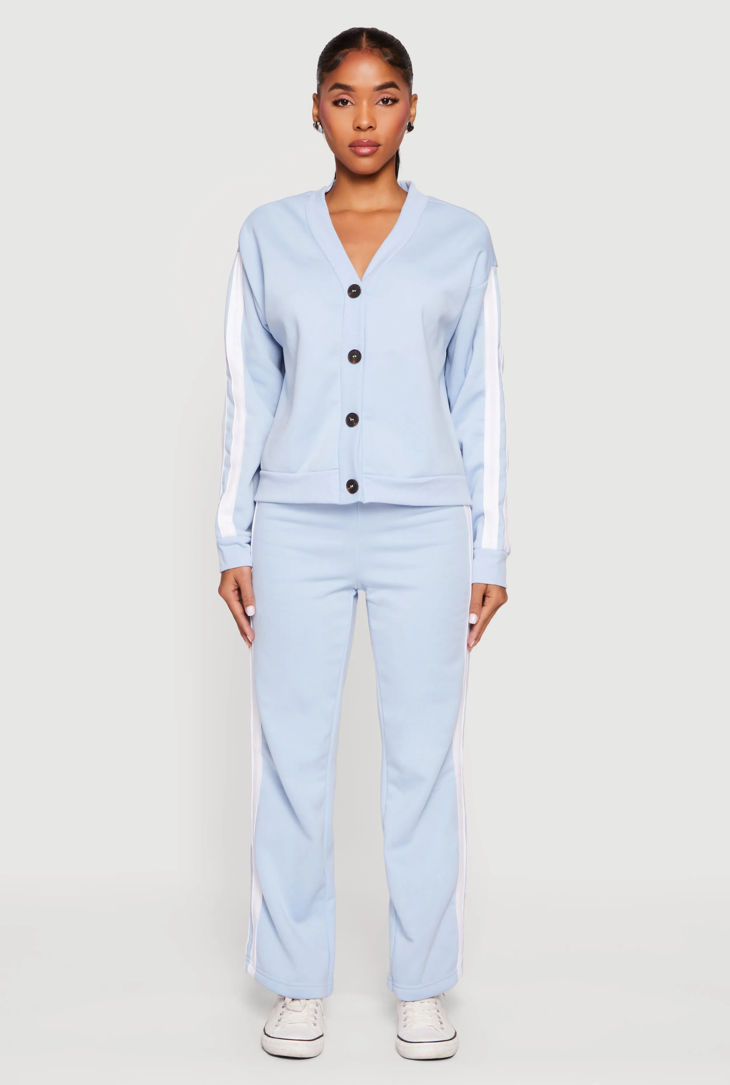 Fleece Lined Varsity Stripe Button Front Cardigan sold by Rainbow product image thumbnail 2