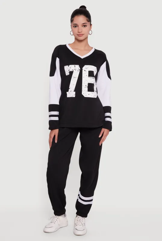 Trendy Fleece Lined Varsity Stripe Sweatpants sold by Rainbow