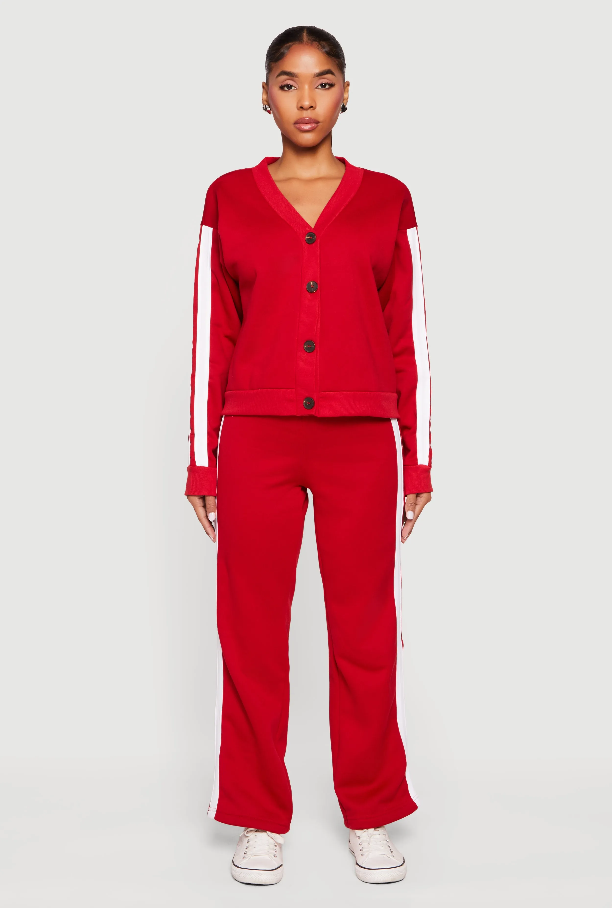 High Waisted Wide Leg Varsity Stripe Sweatpants sold by Rainbow product image thumbnail 2