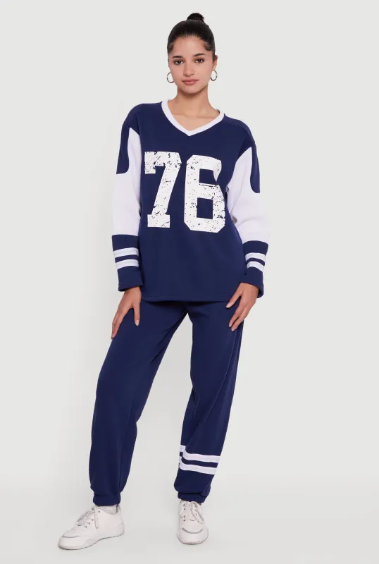 Trendy Fleece Lined Varsity Stripe Sweatpants sold by Rainbow