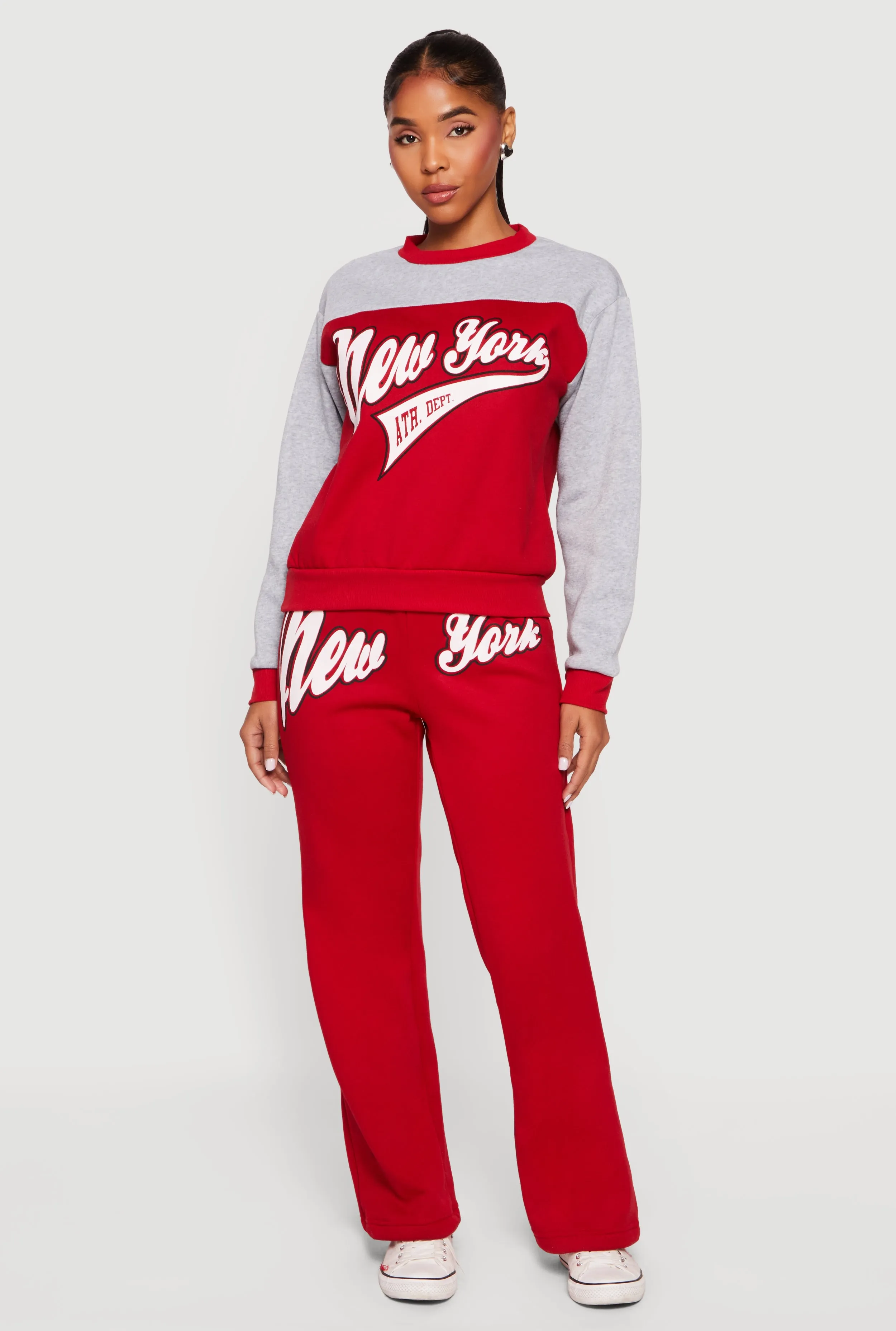 New York Graphic Flare Leg Sweatpants sold by Rainbow