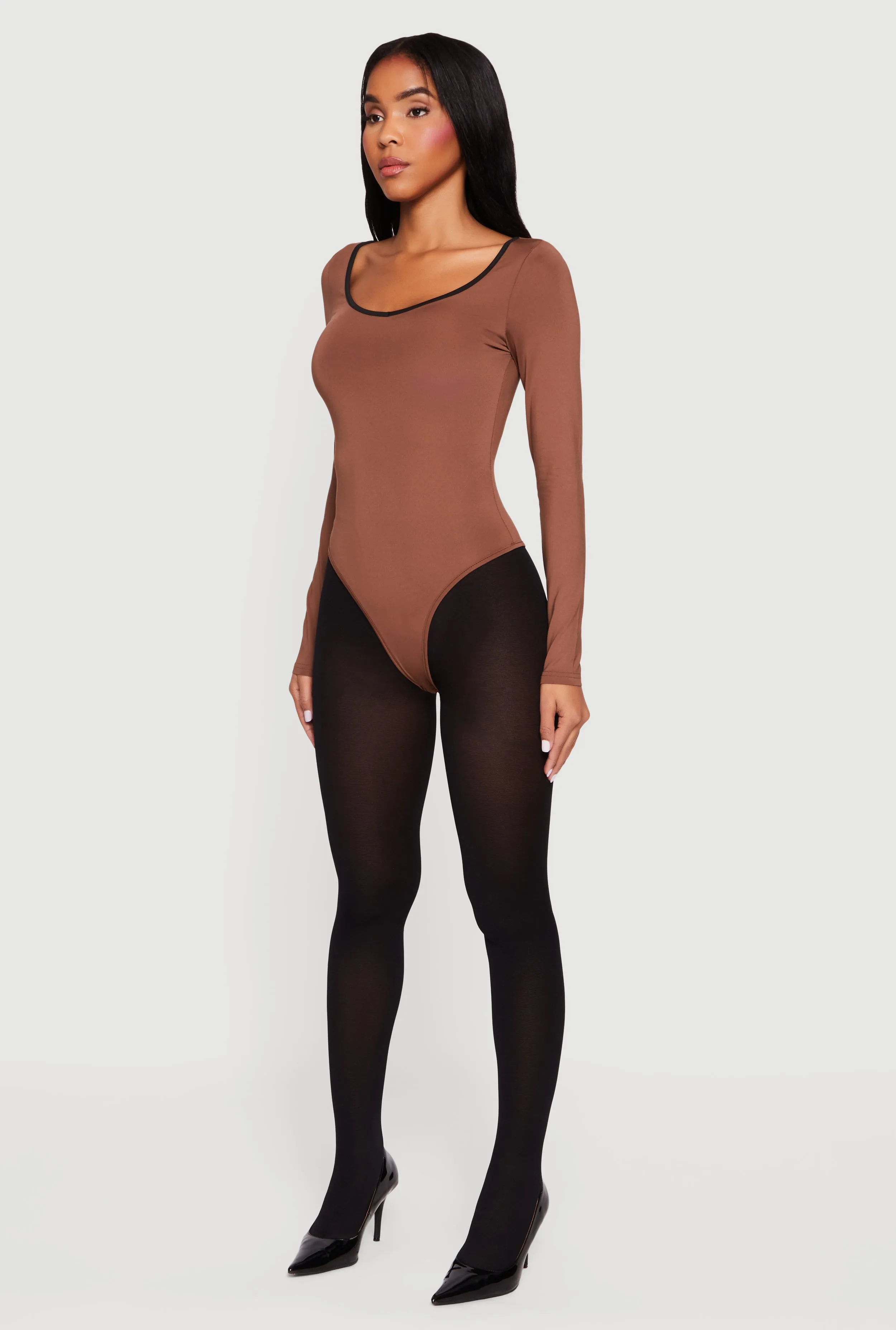 Contrast Trim Long Sleeve Scoop Neck Bodysuit sold by Rainbow product image thumbnail 5