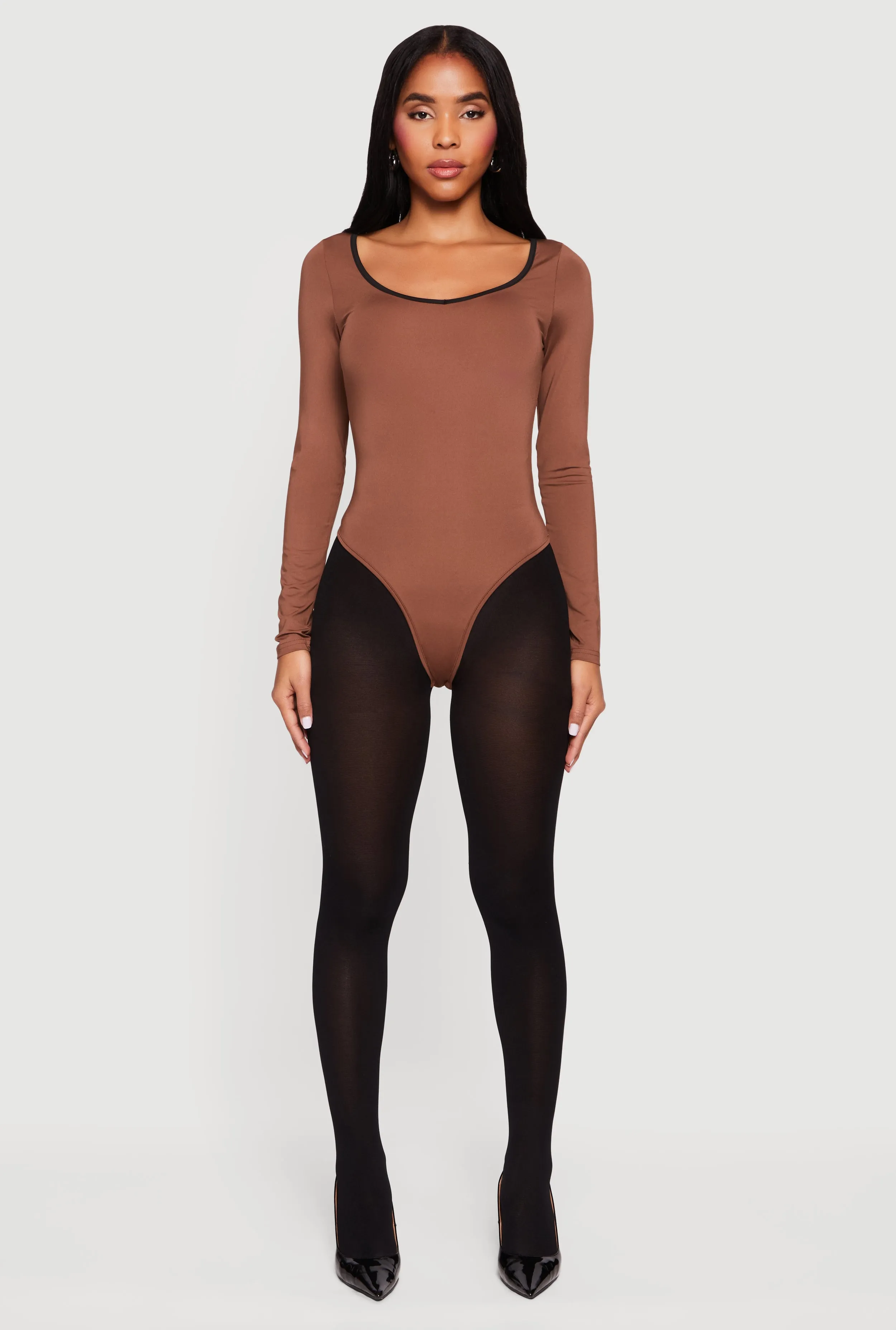 Contrast Trim Long Sleeve Scoop Neck Bodysuit sold by Rainbow product image thumbnail 2