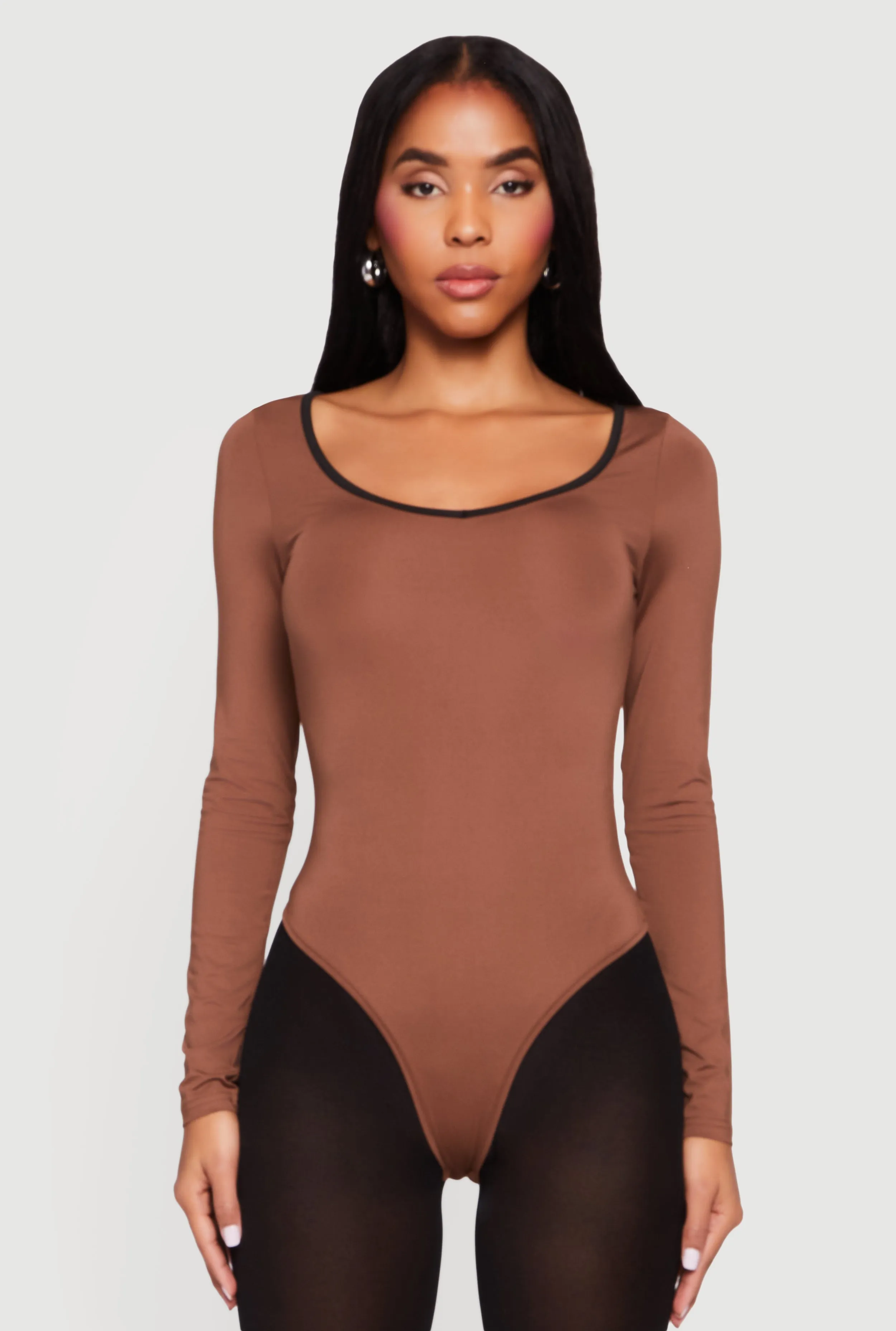 Contrast Trim Long Sleeve Scoop Neck Bodysuit sold by Rainbow product image thumbnail 3