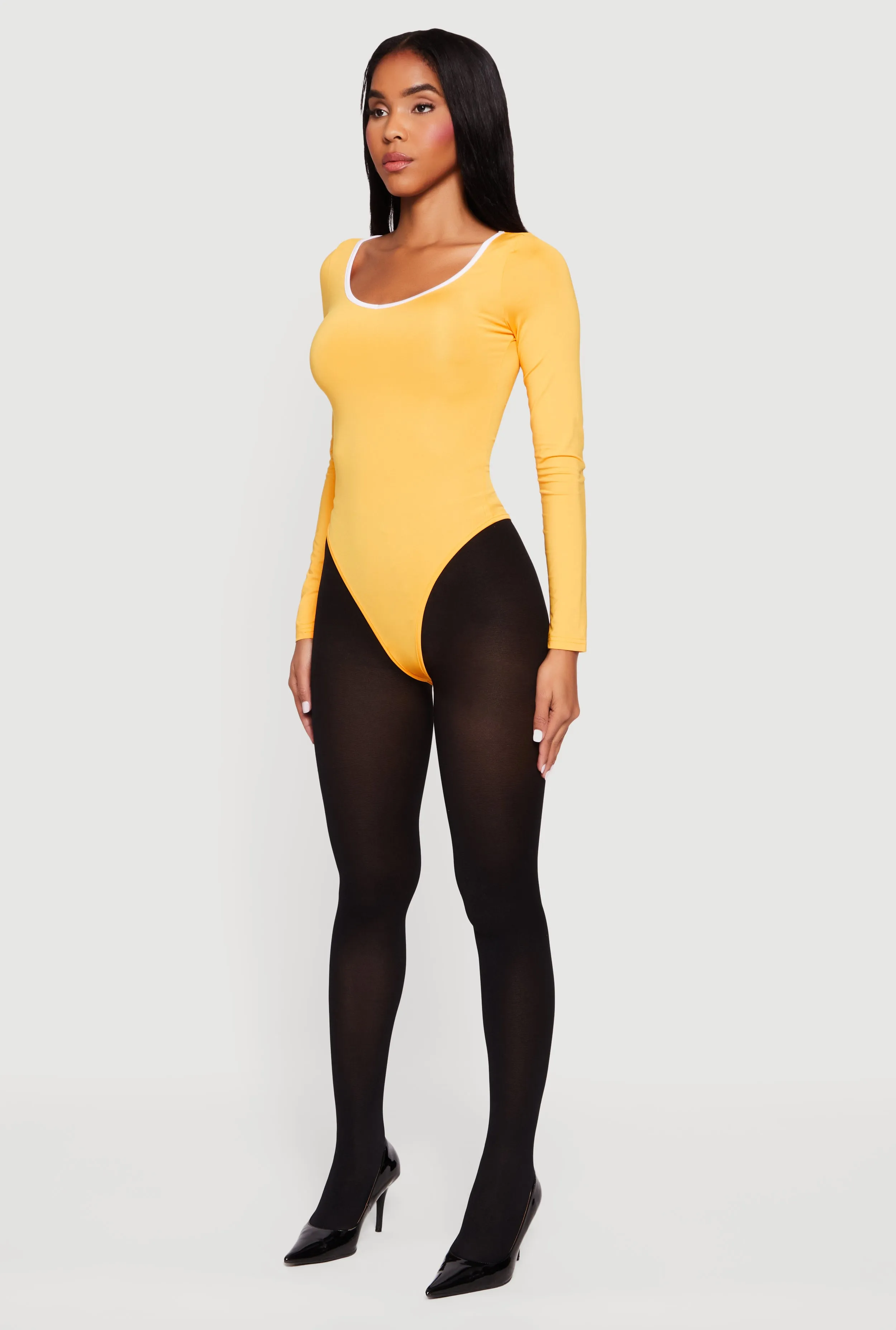 Contrast Trim Long Sleeve Scoop Neck Bodysuit sold by Rainbow product image thumbnail 5