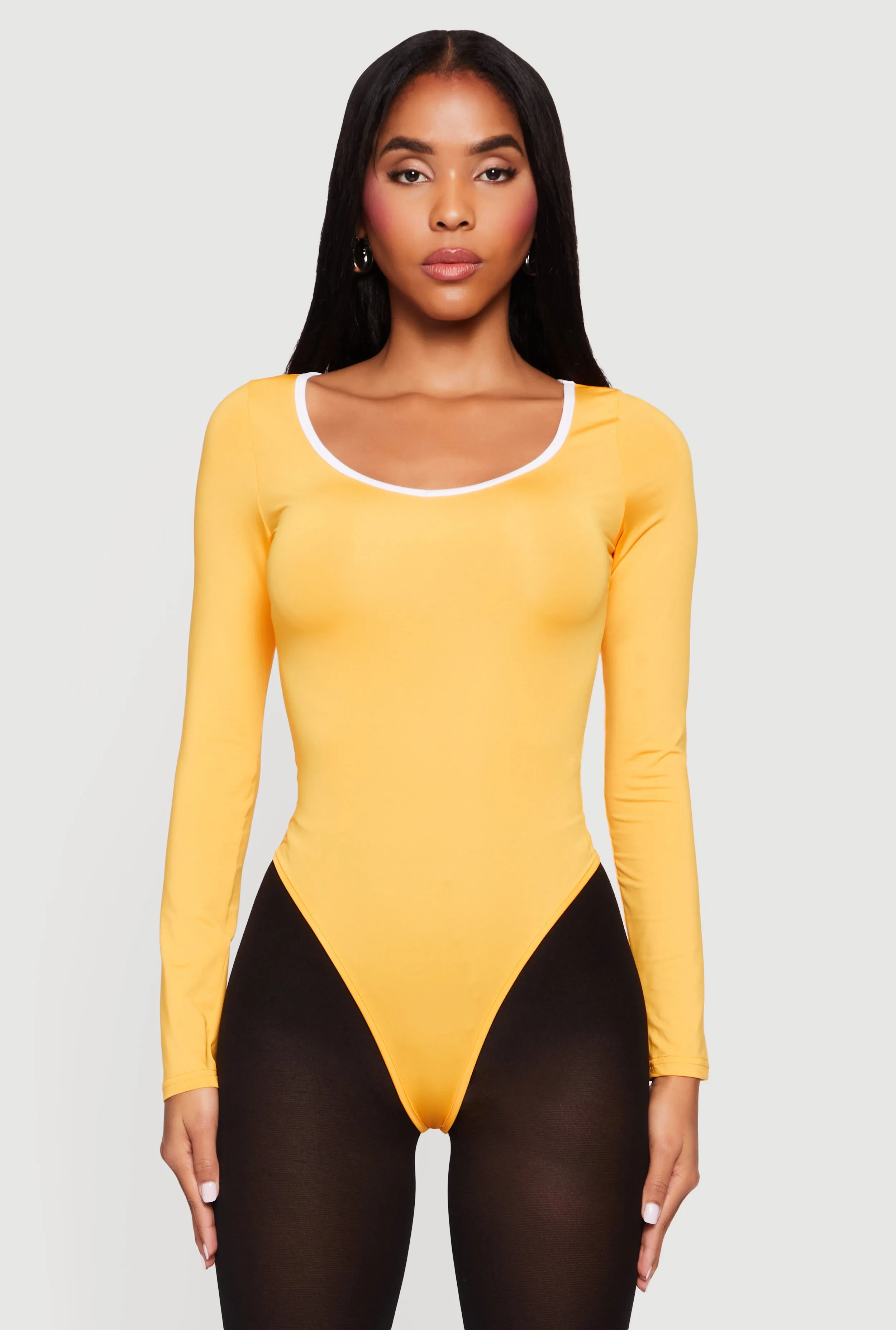 Contrast Trim Long Sleeve Scoop Neck Bodysuit sold by Rainbow product image thumbnail 2