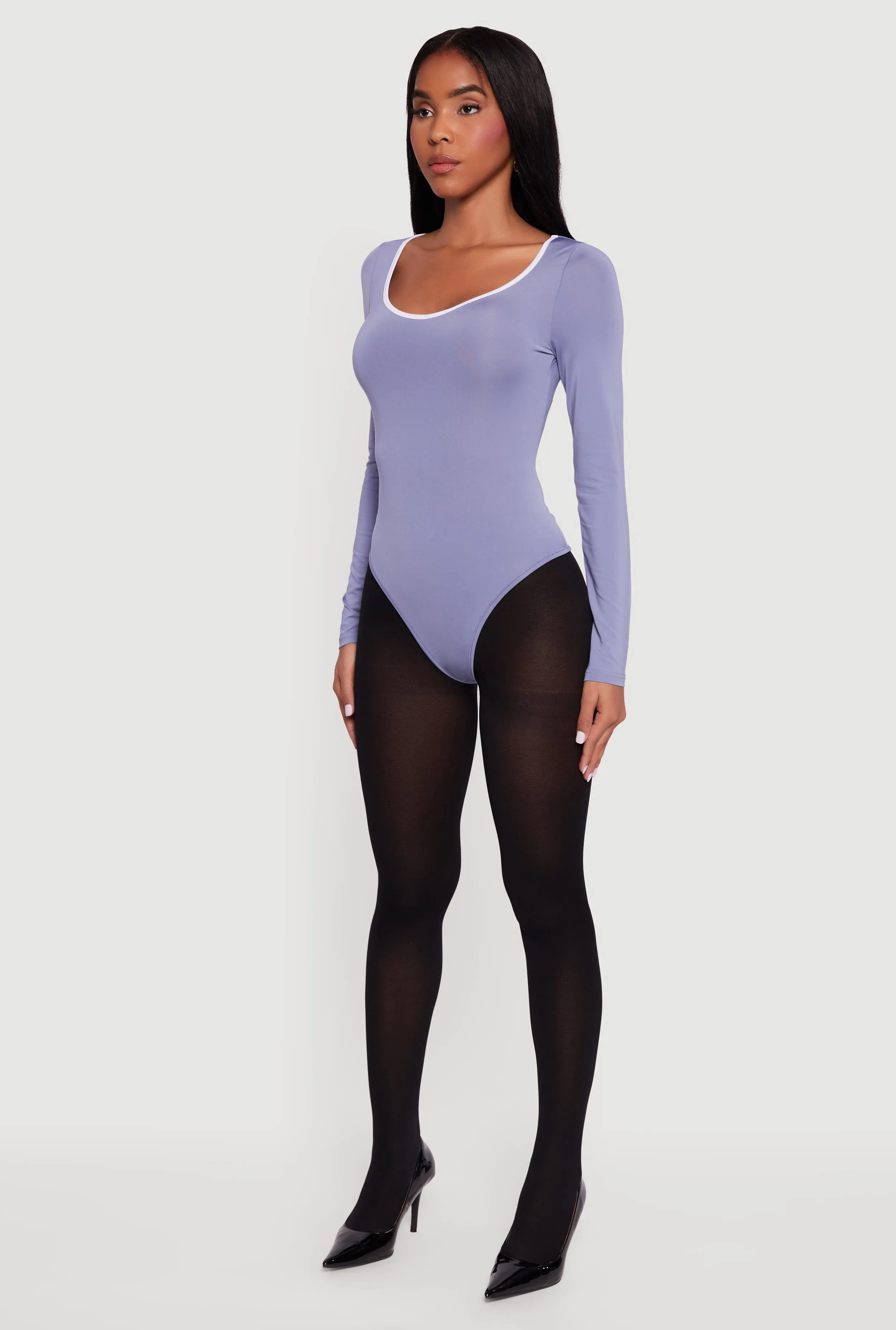 Contrast Trim Long Sleeve Scoop Neck Bodysuit sold by Rainbow product image thumbnail 5