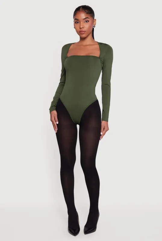 Solid Long Sleeve Square Neck Bodysuit sold by Rainbow