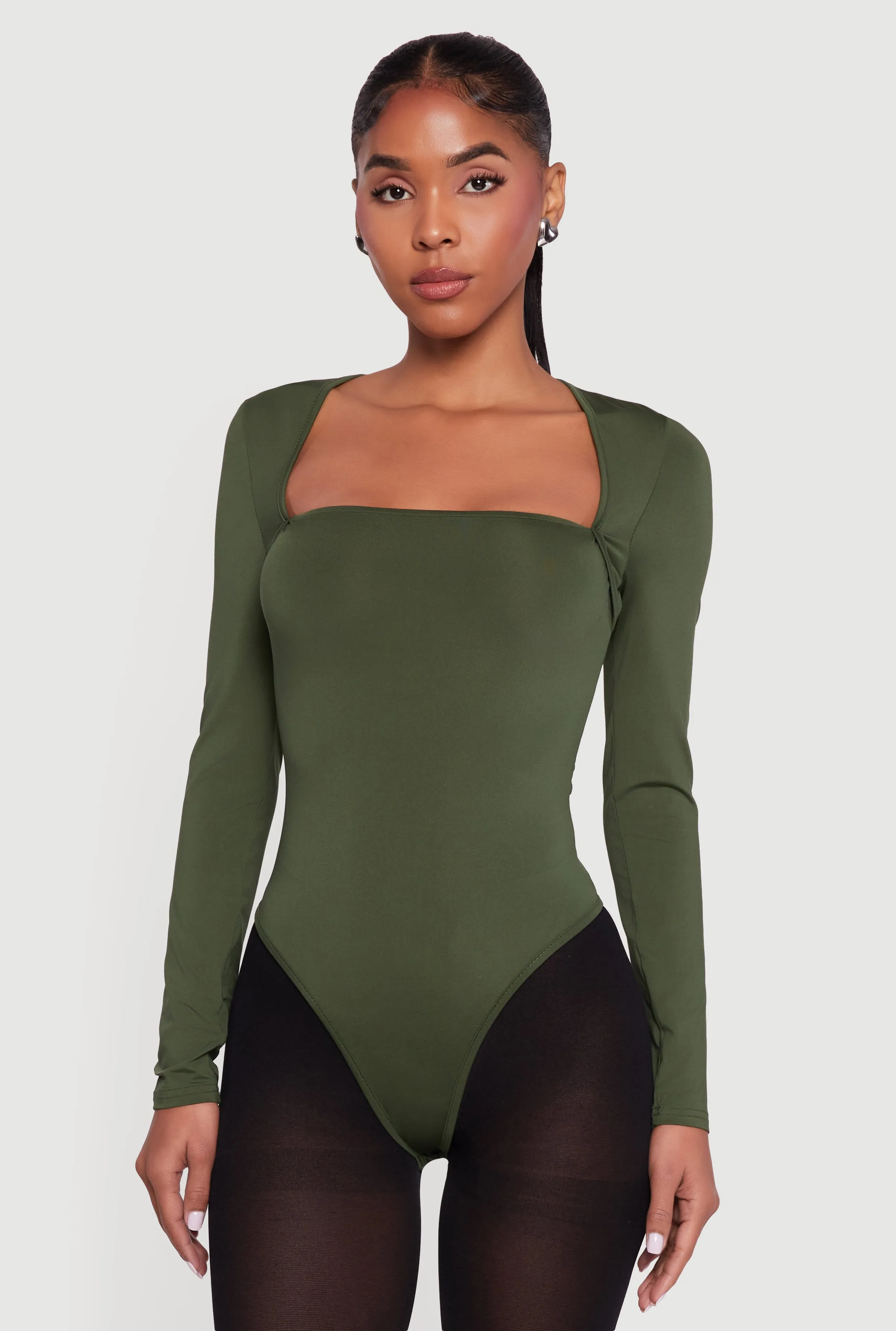 Solid Long Sleeve Square Neck Bodysuit sold by Rainbow product image thumbnail 2