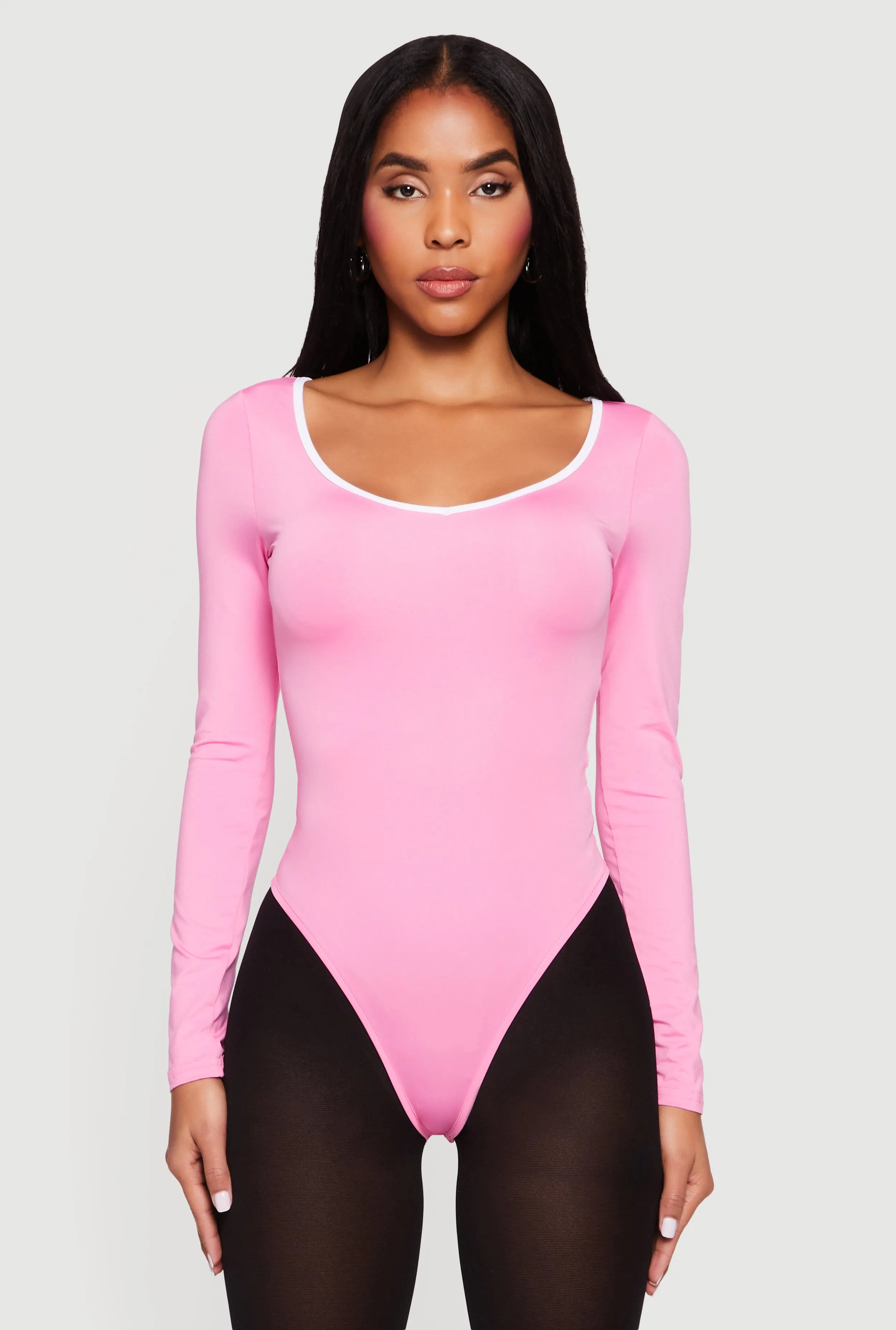 Contrast Trim Long Sleeve Scoop Neck Bodysuit sold by Rainbow product image thumbnail 2
