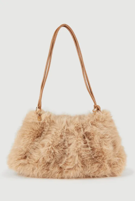 Knot Strap Faux Fur Hobo Bag sold by Rainbow