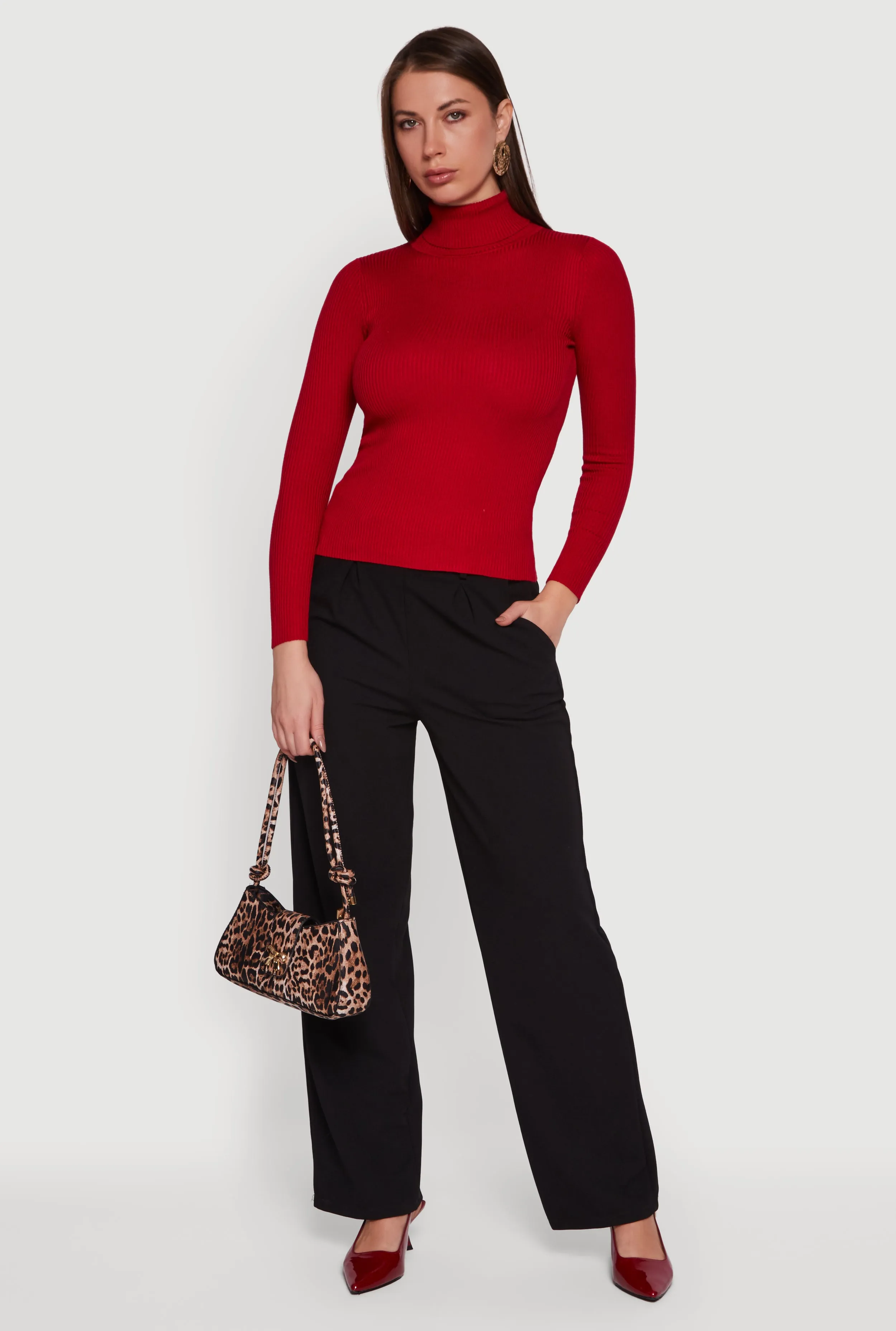Solid Ribbed Knit Turtleneck Top sold by Rainbow product image thumbnail 3