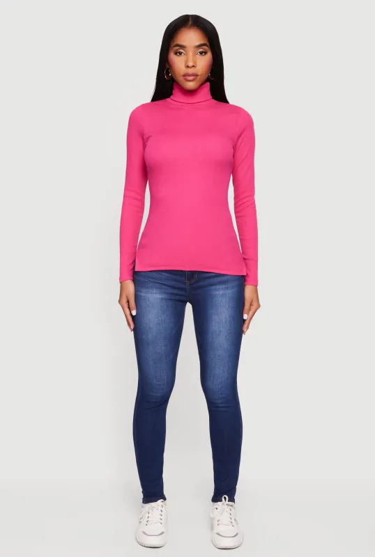 Basic Turtleneck Long Sleeve Top sold by Rainbow