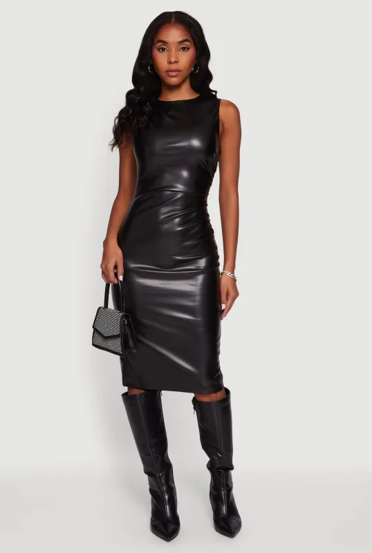 Sleeveless Faux Leather Midi Dress sold by Rainbow