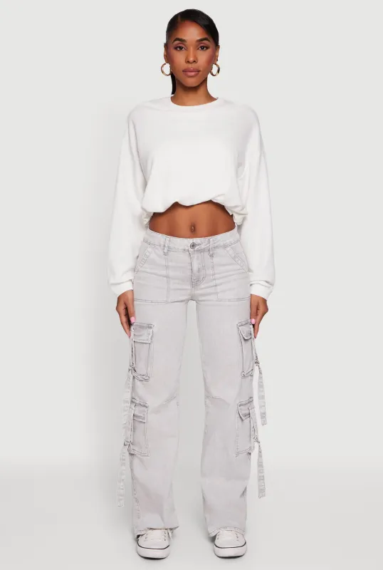 Long Sleeve Cropped Bubble Hem Sweatshirt sold by Rainbow