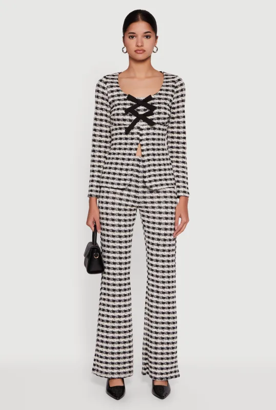 Plaid Tweed High Waisted Flare Dress Pants sold by Rainbow