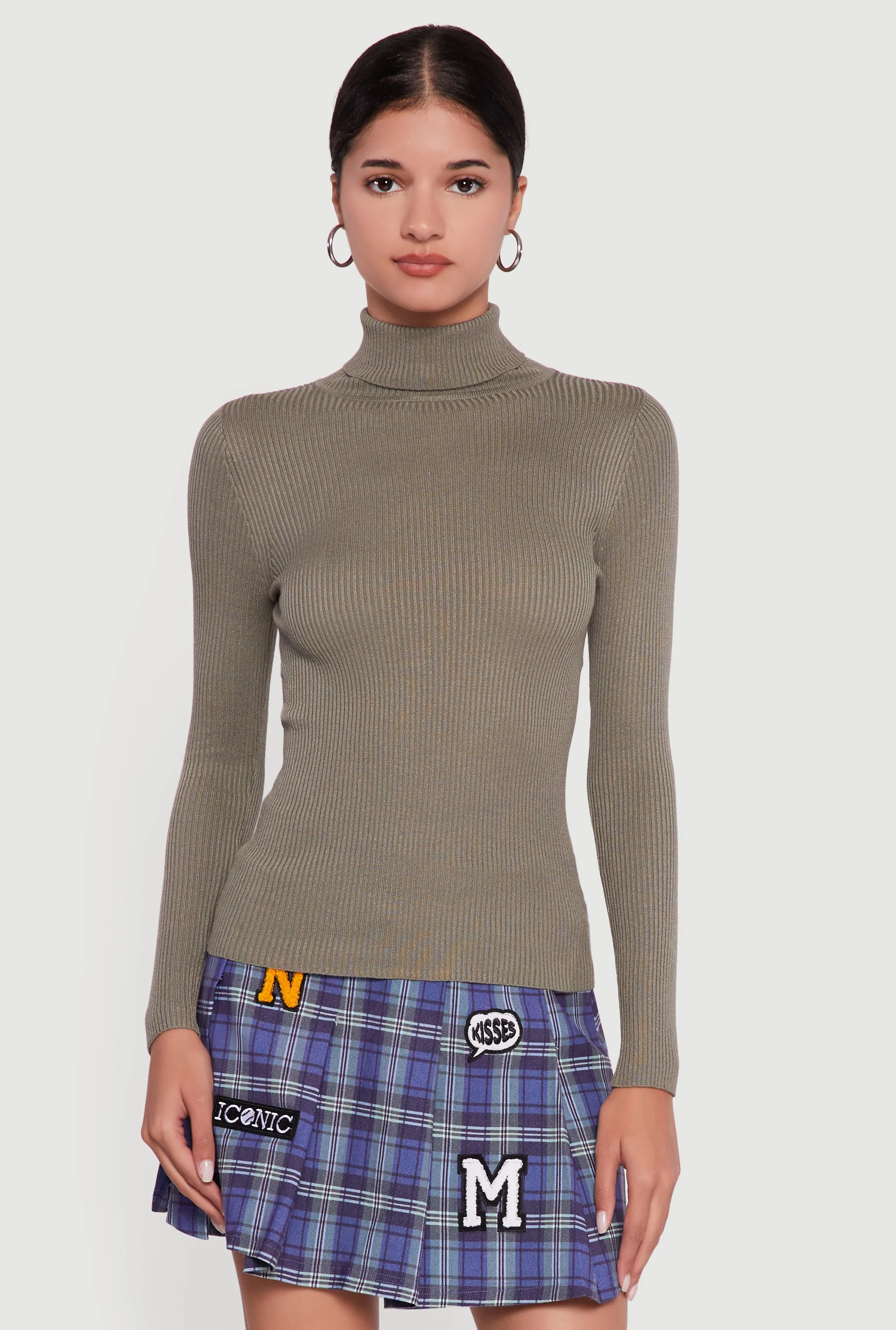Solid Ribbed Knit Turtleneck Top sold by Rainbow product image thumbnail 2