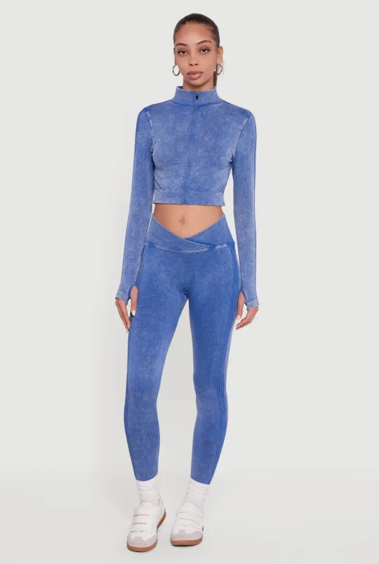 Seamless Acid Wash V-Waist Leggings sold by Rainbow