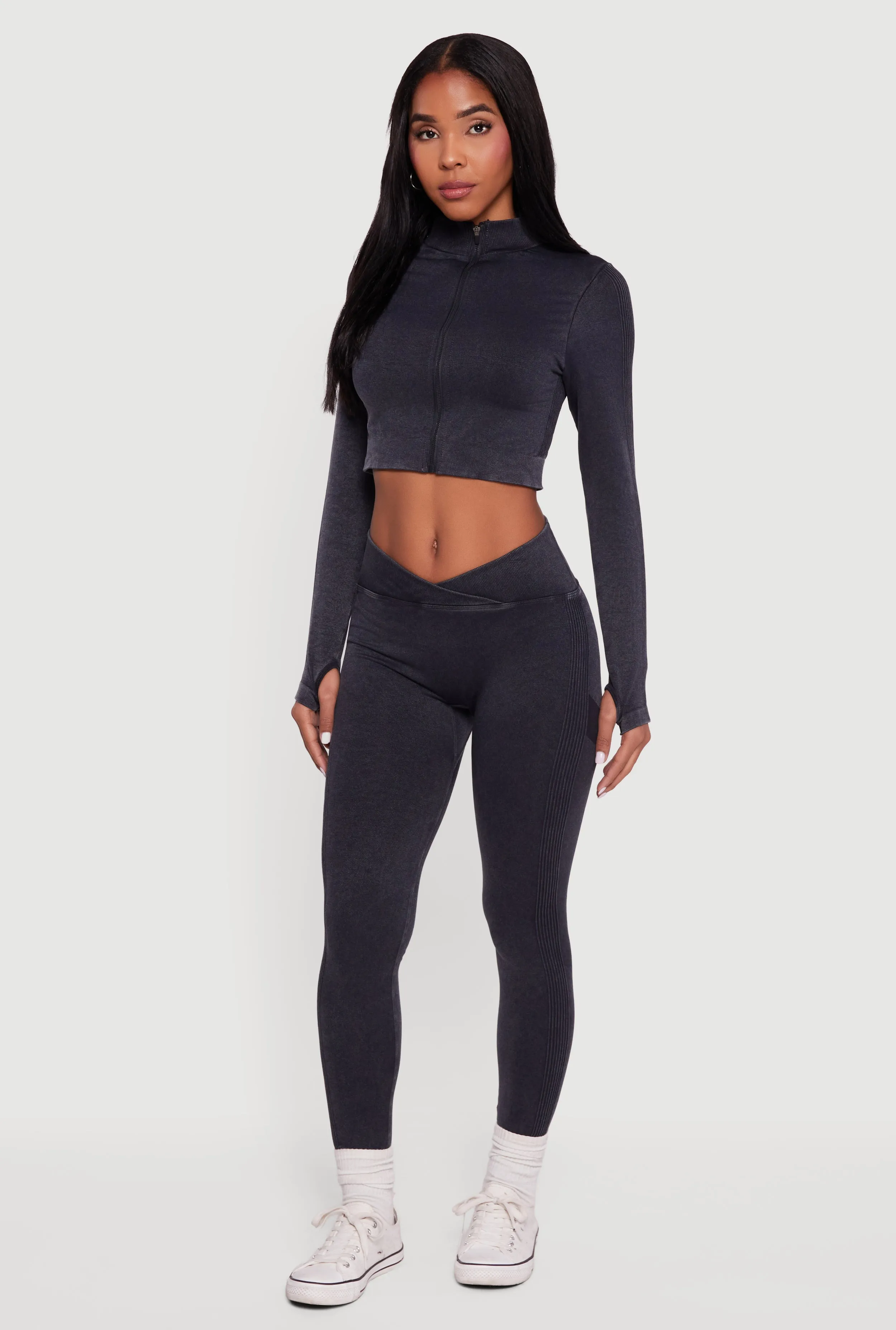 Seamless Acid Wash V-Waist Leggings sold by Rainbow product image thumbnail 2