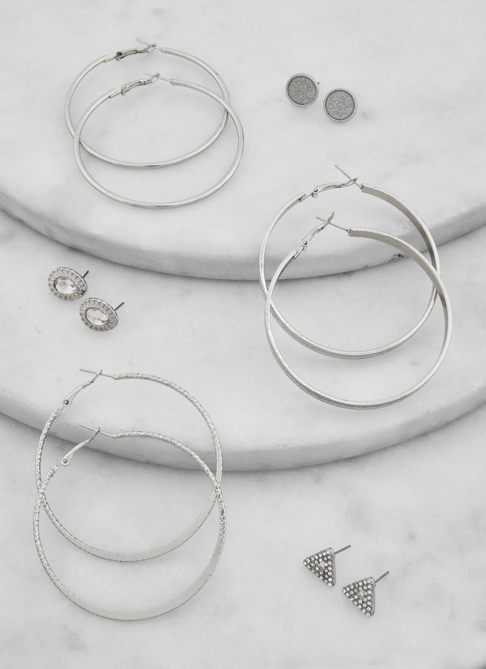 Set of 6 Rhinestone Stud and Hoop Earrings sold by Rainbow