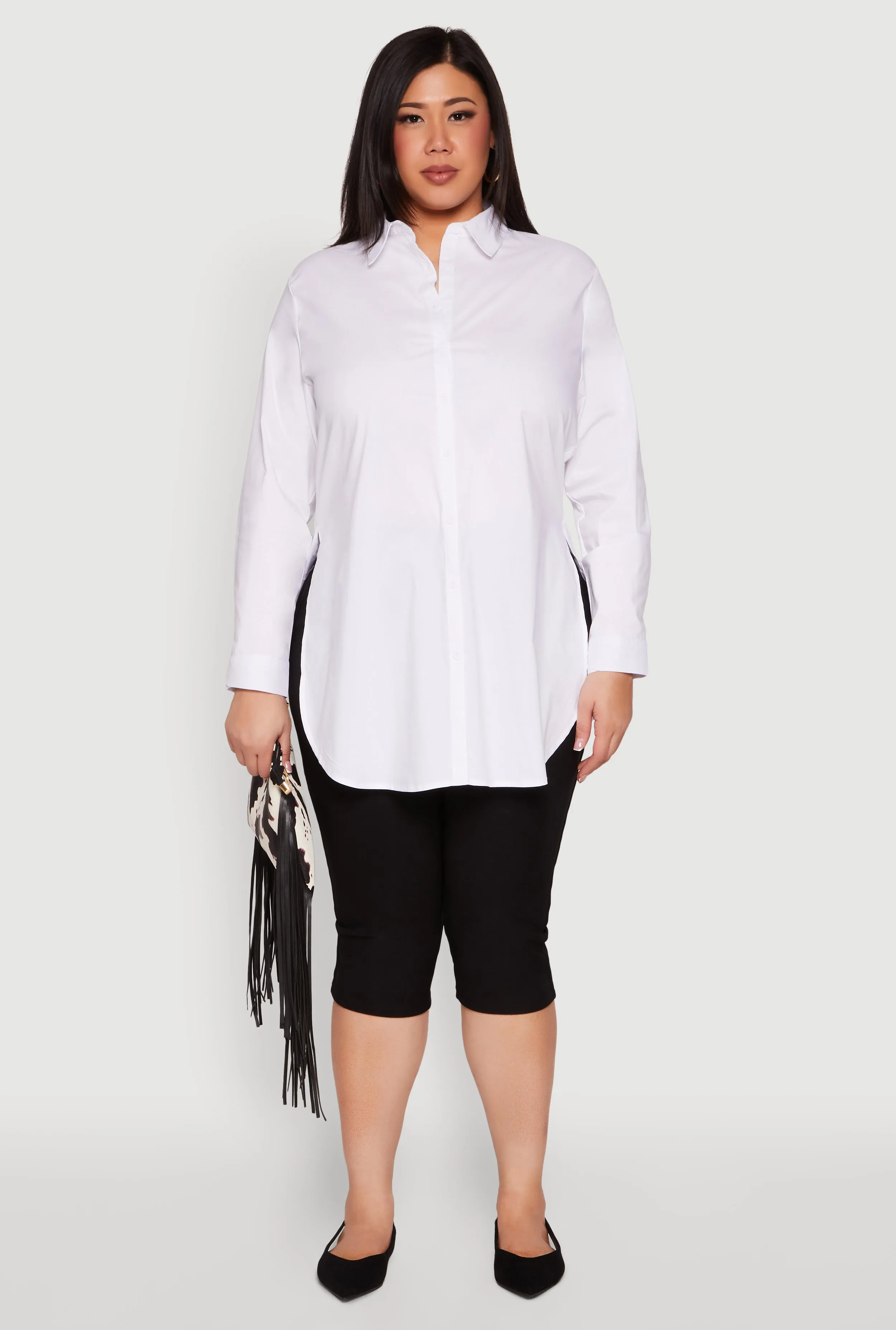 Plus Size Long Sleeve Button Front Tunic Blouse sold by Rainbow product image thumbnail 3