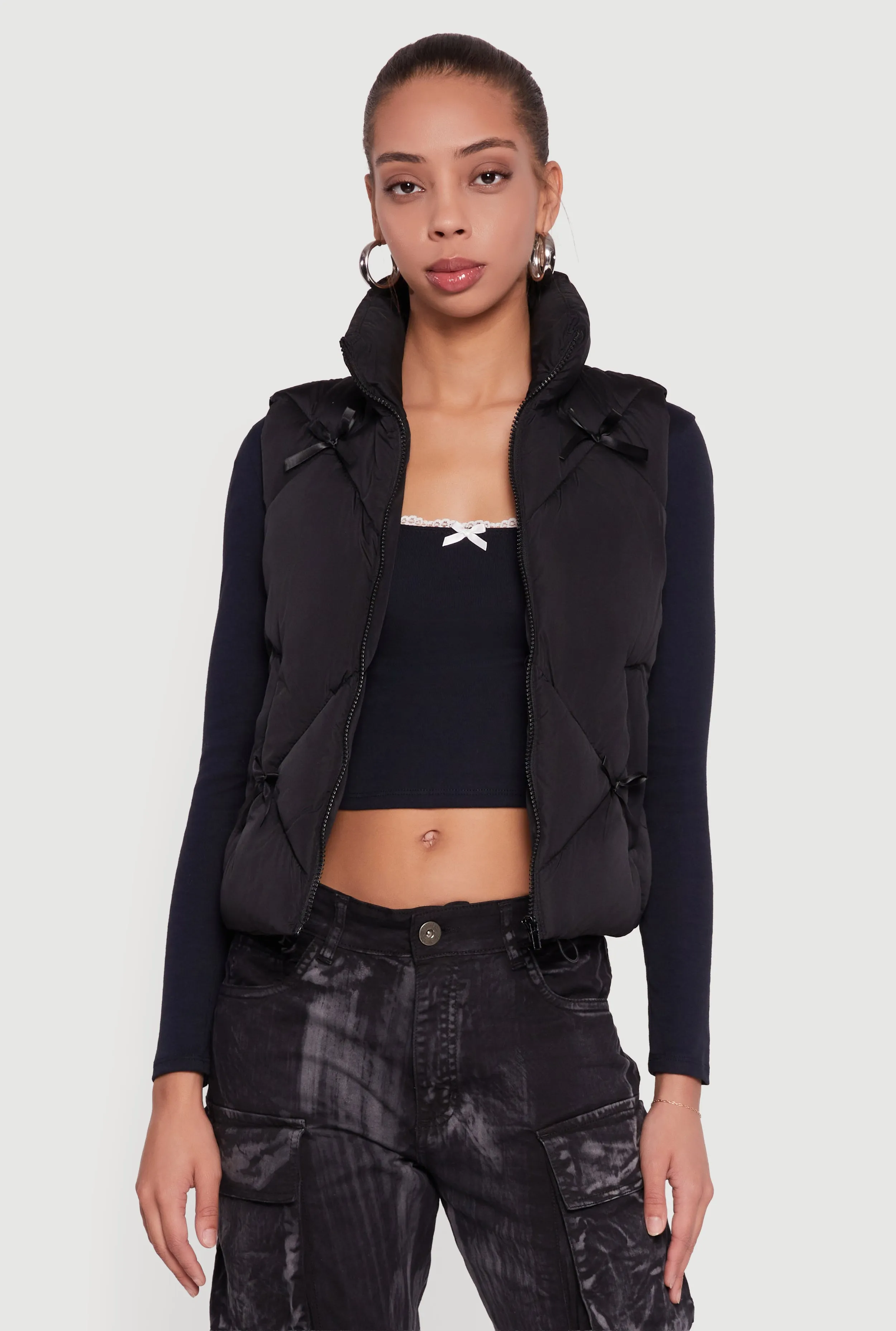 Almost Famous Quilted Puffer Vest with Bows sold by Rainbow product image thumbnail 2