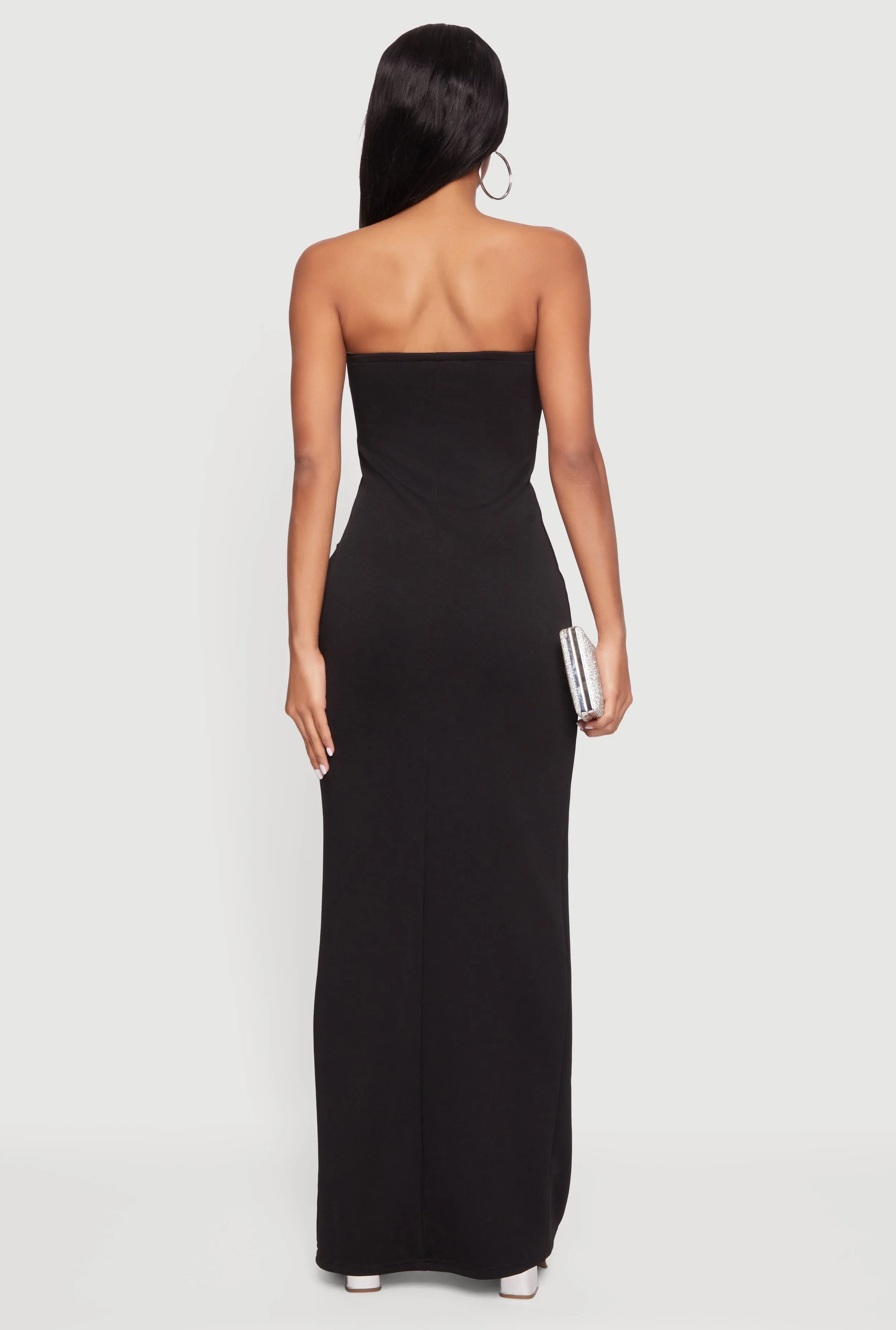 Gemstone Trim Strapless Maxi Dress with Side Slit sold by Rainbow product image thumbnail 5