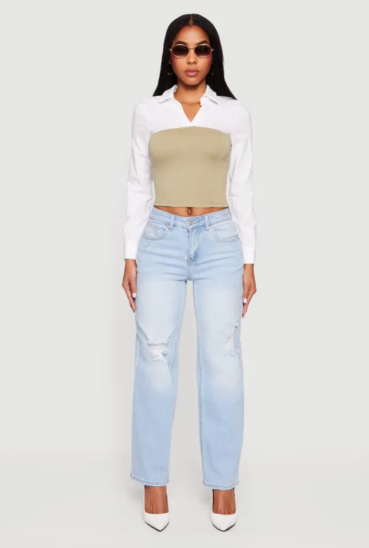 Layered Look Cropped Corset Top made by Rainbow