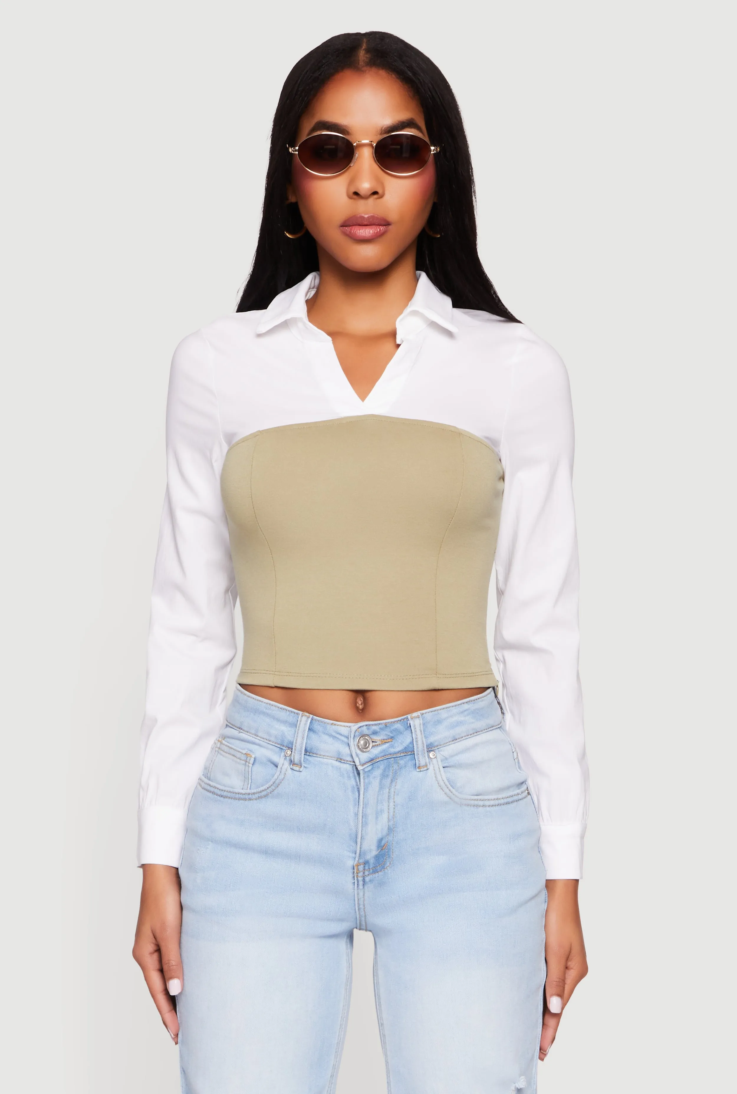 Layered Look Cropped Corset Top sold by Rainbow product image thumbnail 2