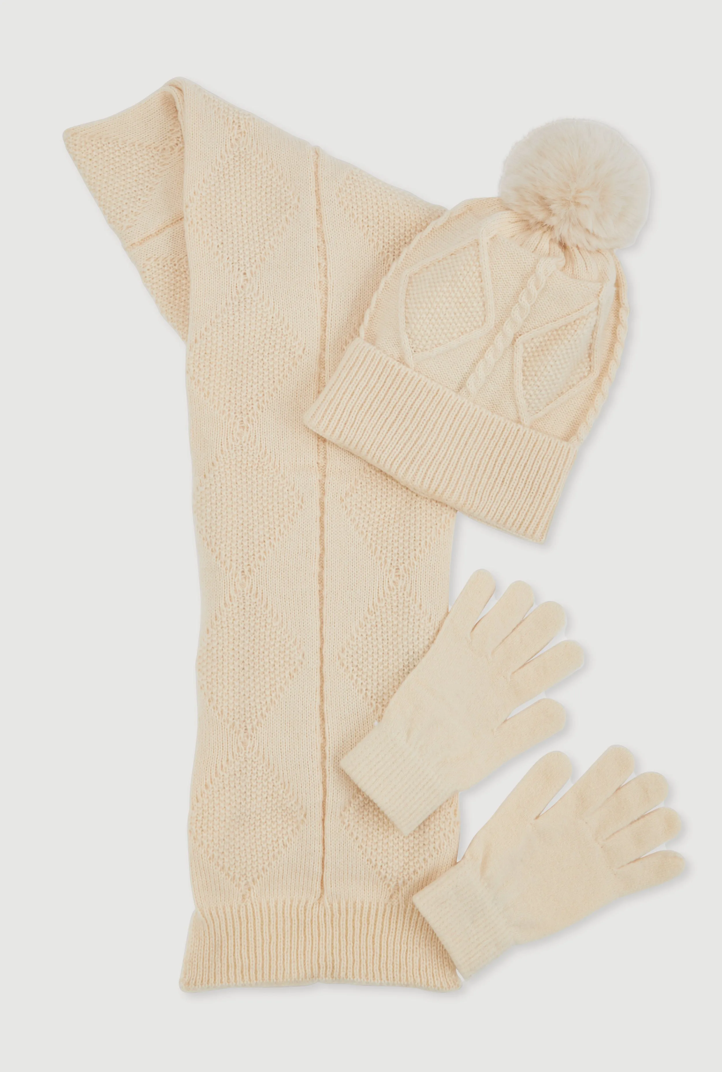 Diamond Patterned Scarf with Beanie and Gloves sold by Rainbow product image thumbnail 2