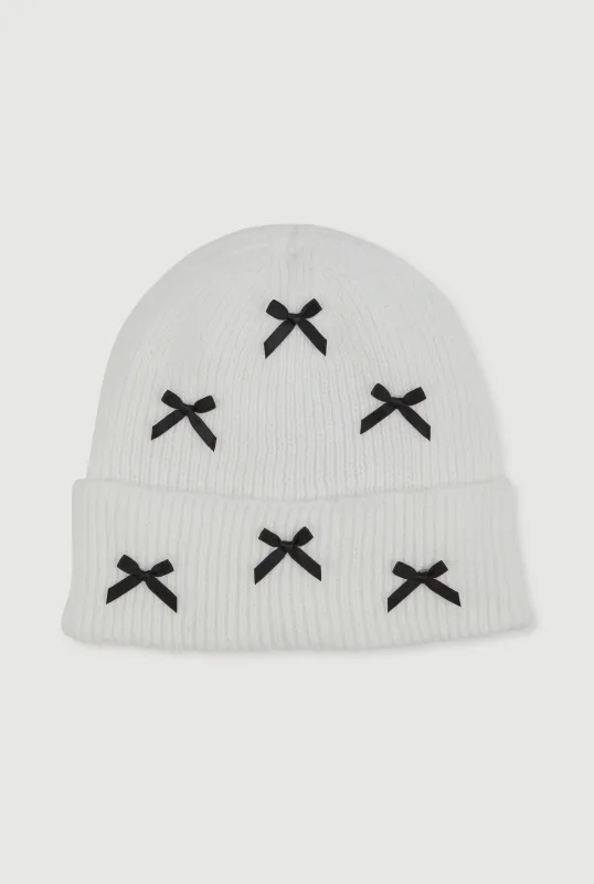 Bow Detail Cuff Beanie sold by Rainbow