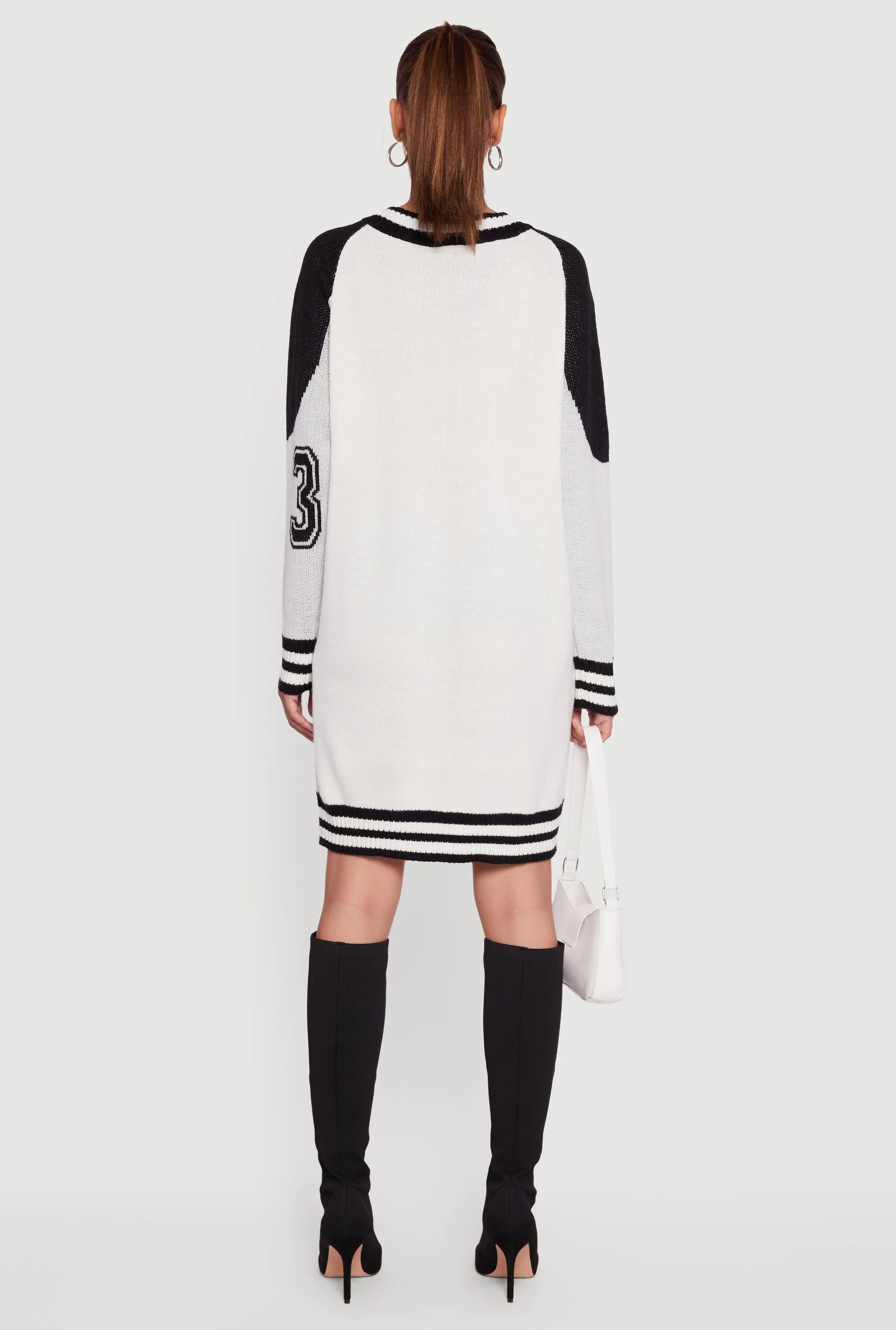 23 Graphic Long Sleeve V-Neck Sweater Dress sold by Rainbow product image thumbnail 5