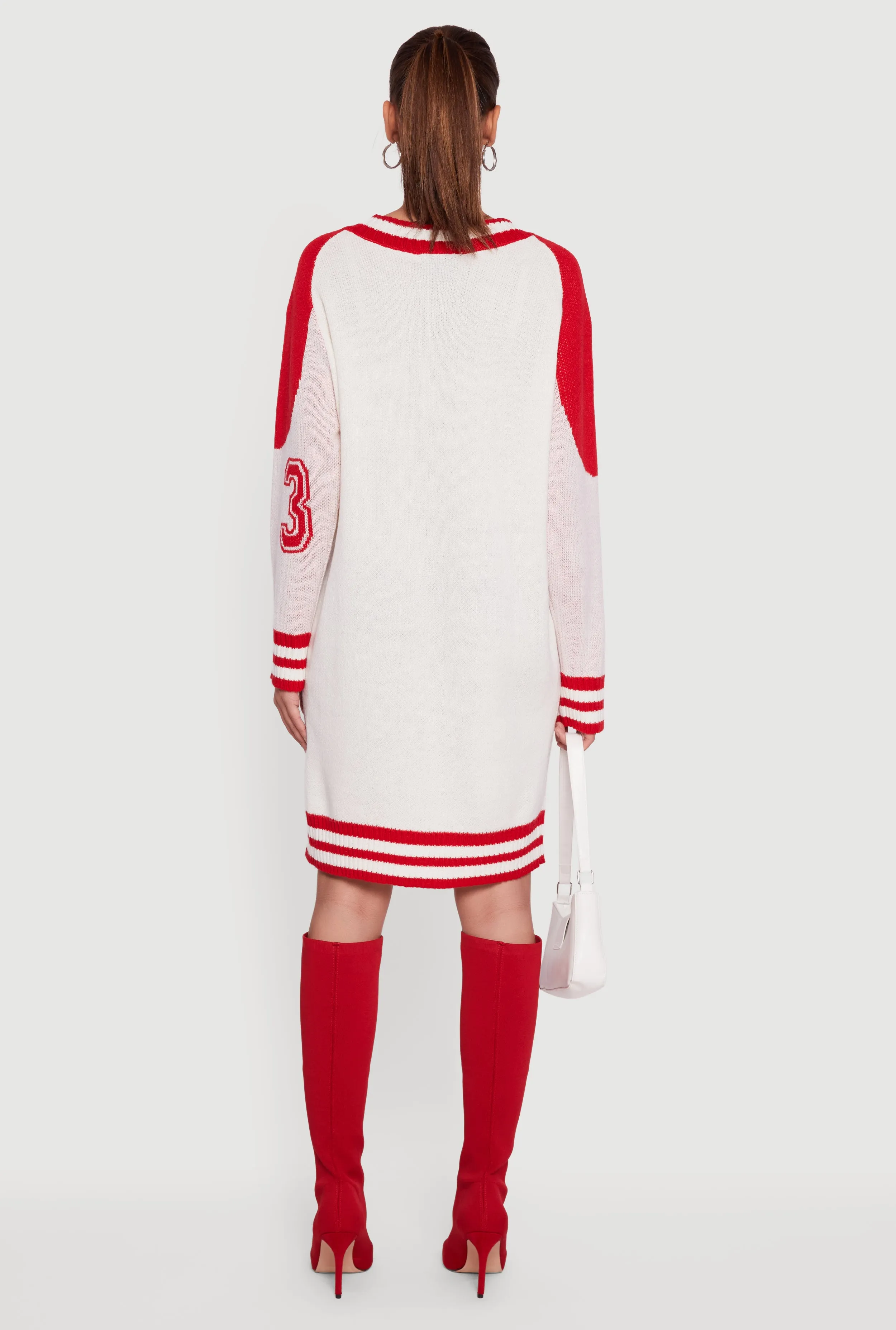 23 Graphic Long Sleeve V-Neck Sweater Dress sold by Rainbow product image thumbnail 5