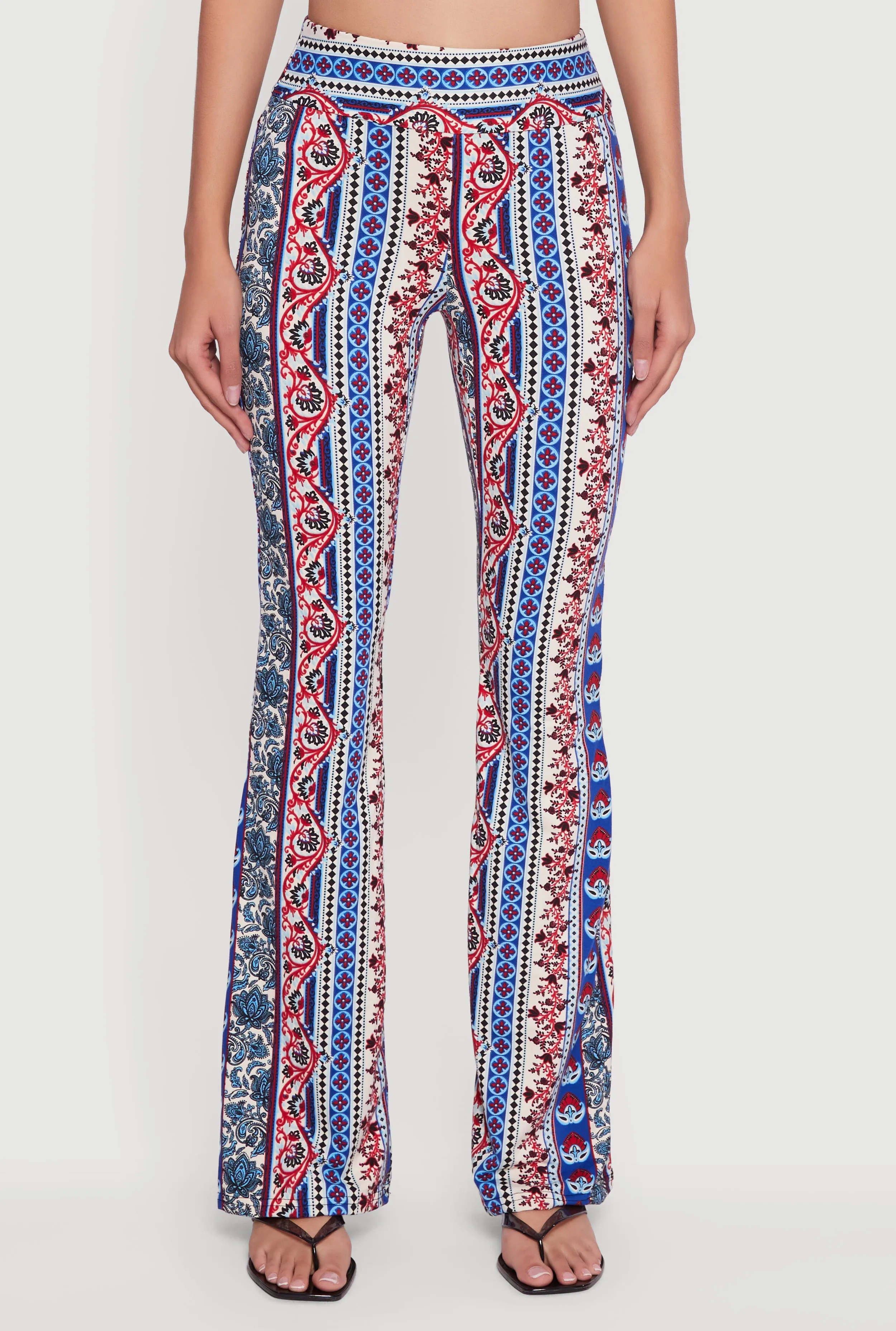 Boho Border Print High Waisted Flare Leg Pants sold by Rainbow product image thumbnail 5