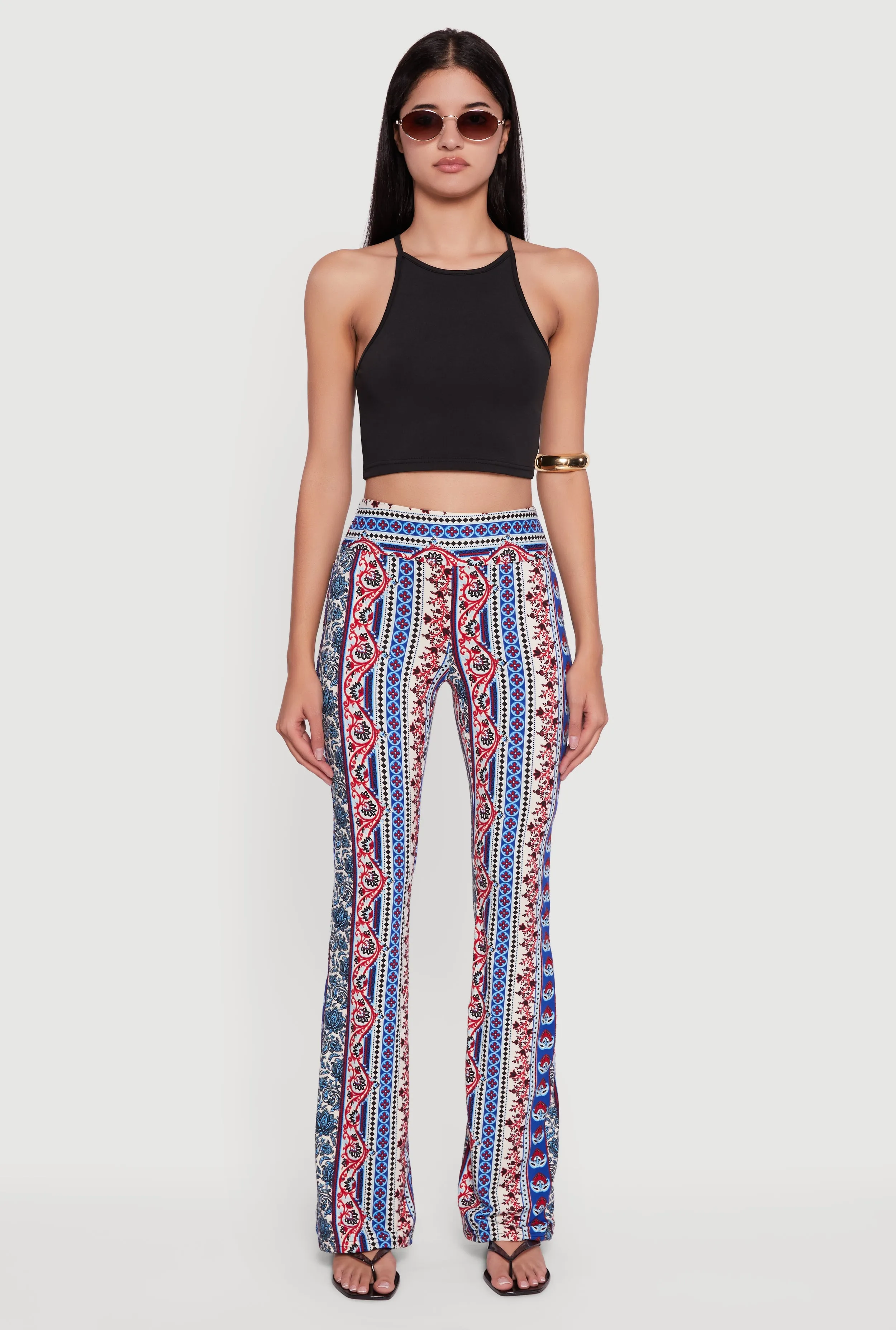 Boho Border Print High Waisted Flare Leg Pants sold by Rainbow product image thumbnail 2