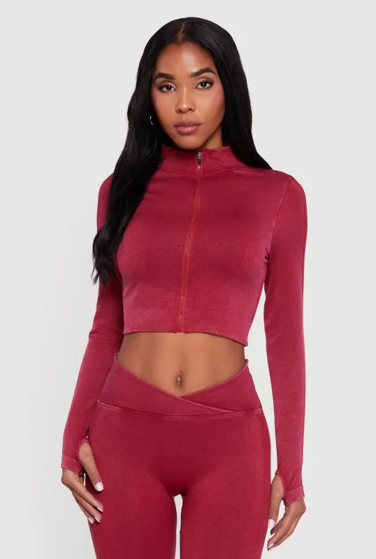 Seamless Acid Wash Cropped Track Jacket sold by Rainbow