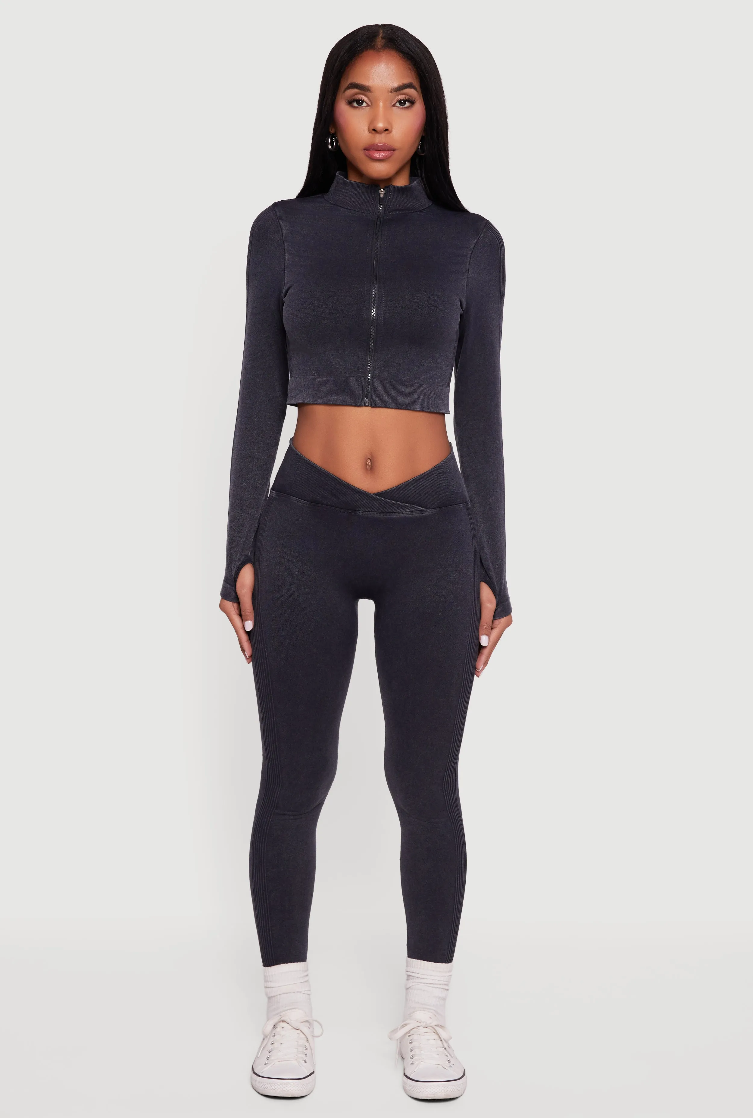 Seamless Acid Wash V-Waist Leggings sold by Rainbow product image thumbnail 2