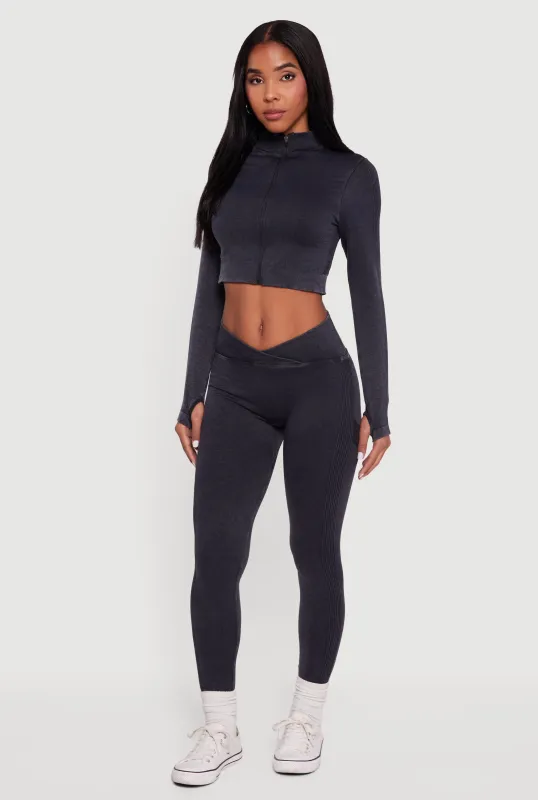 Seamless Acid Wash V-Waist Leggings sold by Rainbow