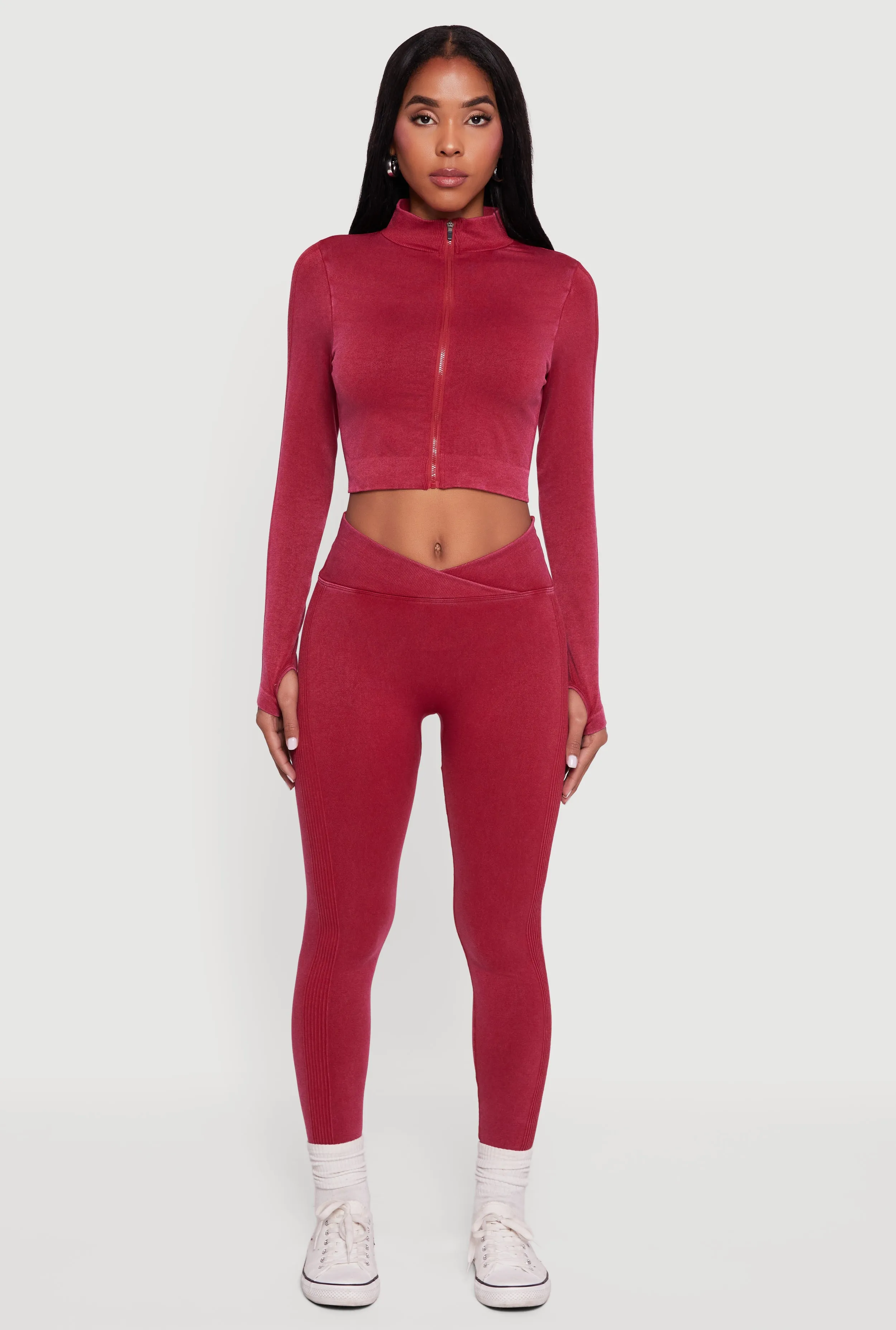 Seamless Acid Wash V-Waist Leggings sold by Rainbow product image thumbnail 2