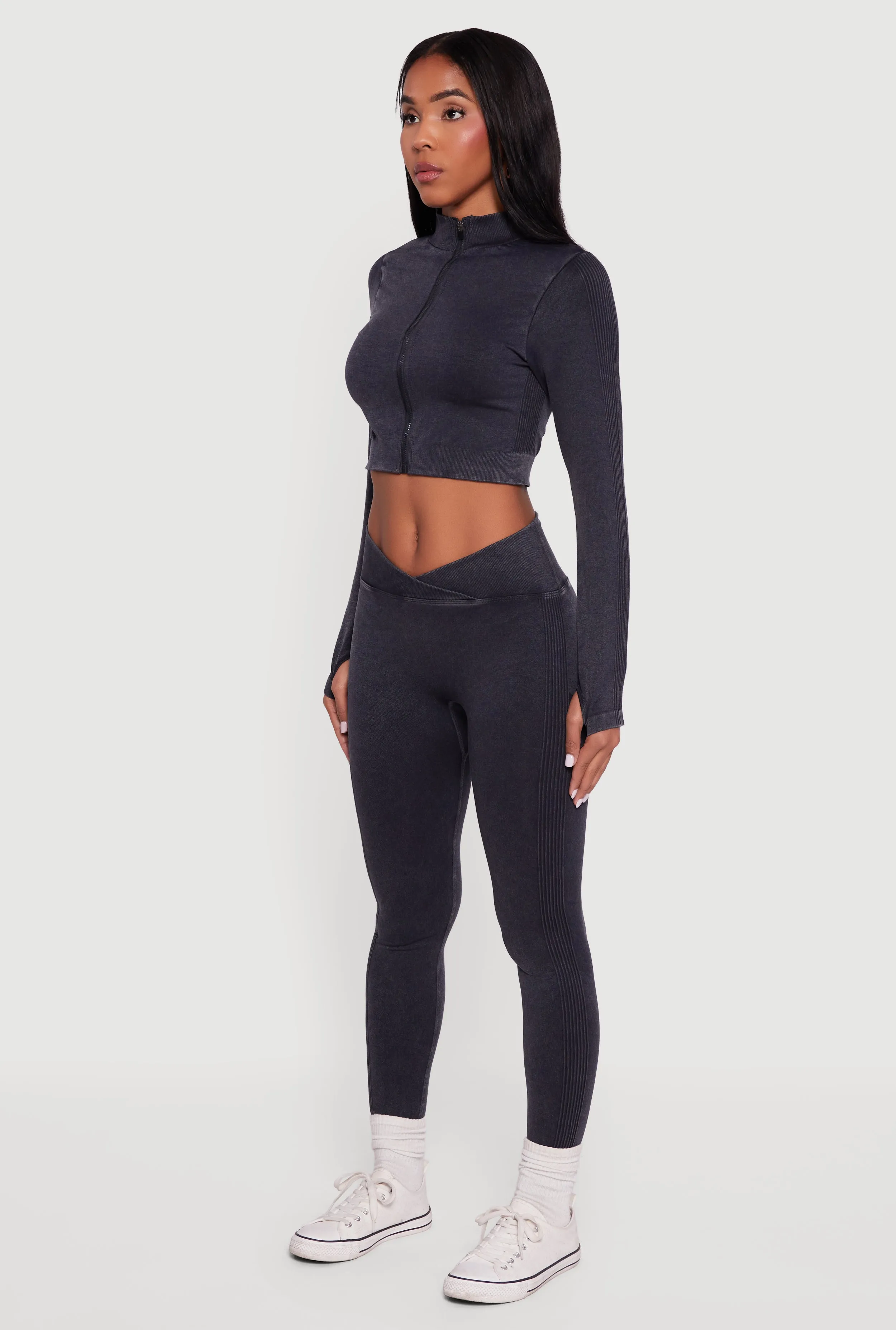 Seamless Acid Wash Cropped Track Jacket sold by Rainbow product image thumbnail 5