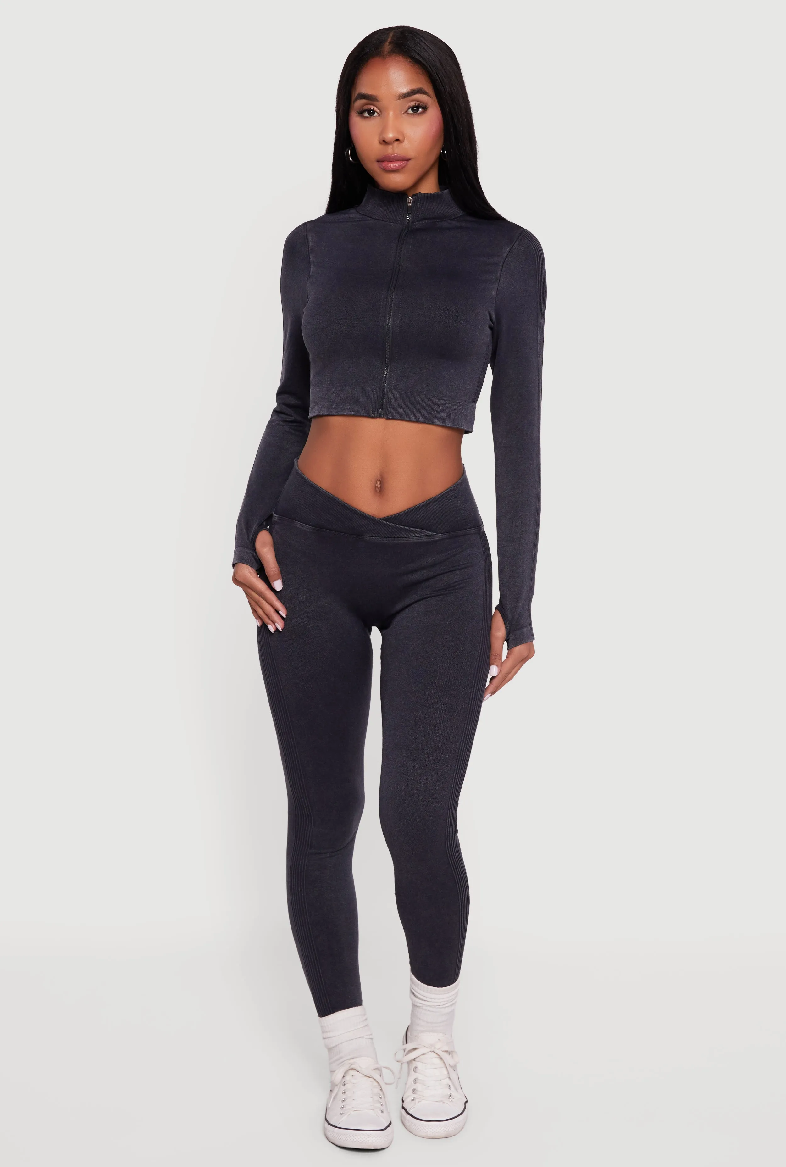 Seamless Acid Wash Cropped Track Jacket sold by Rainbow product image thumbnail 2