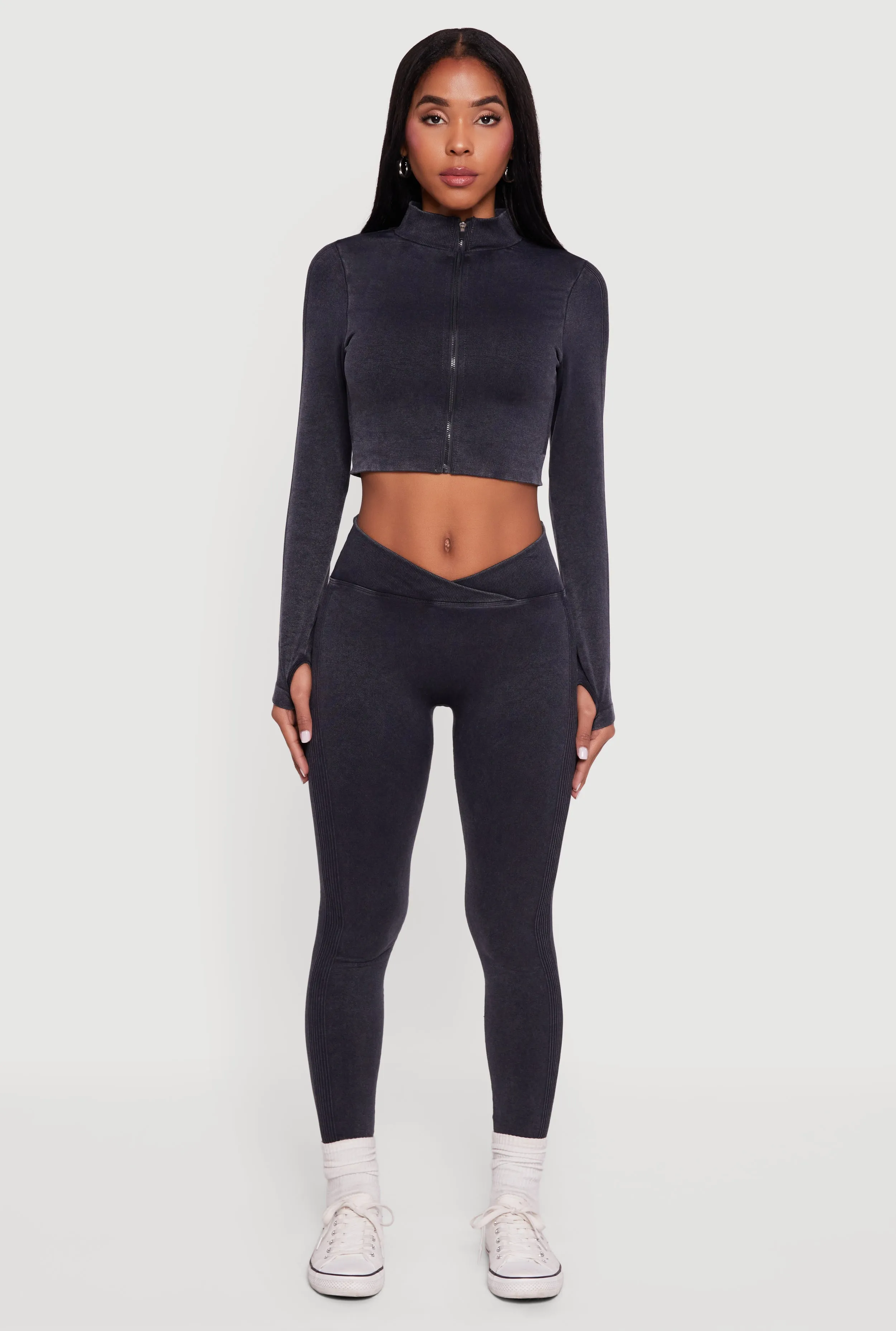 Seamless Acid Wash Cropped Track Jacket sold by Rainbow product image thumbnail 3