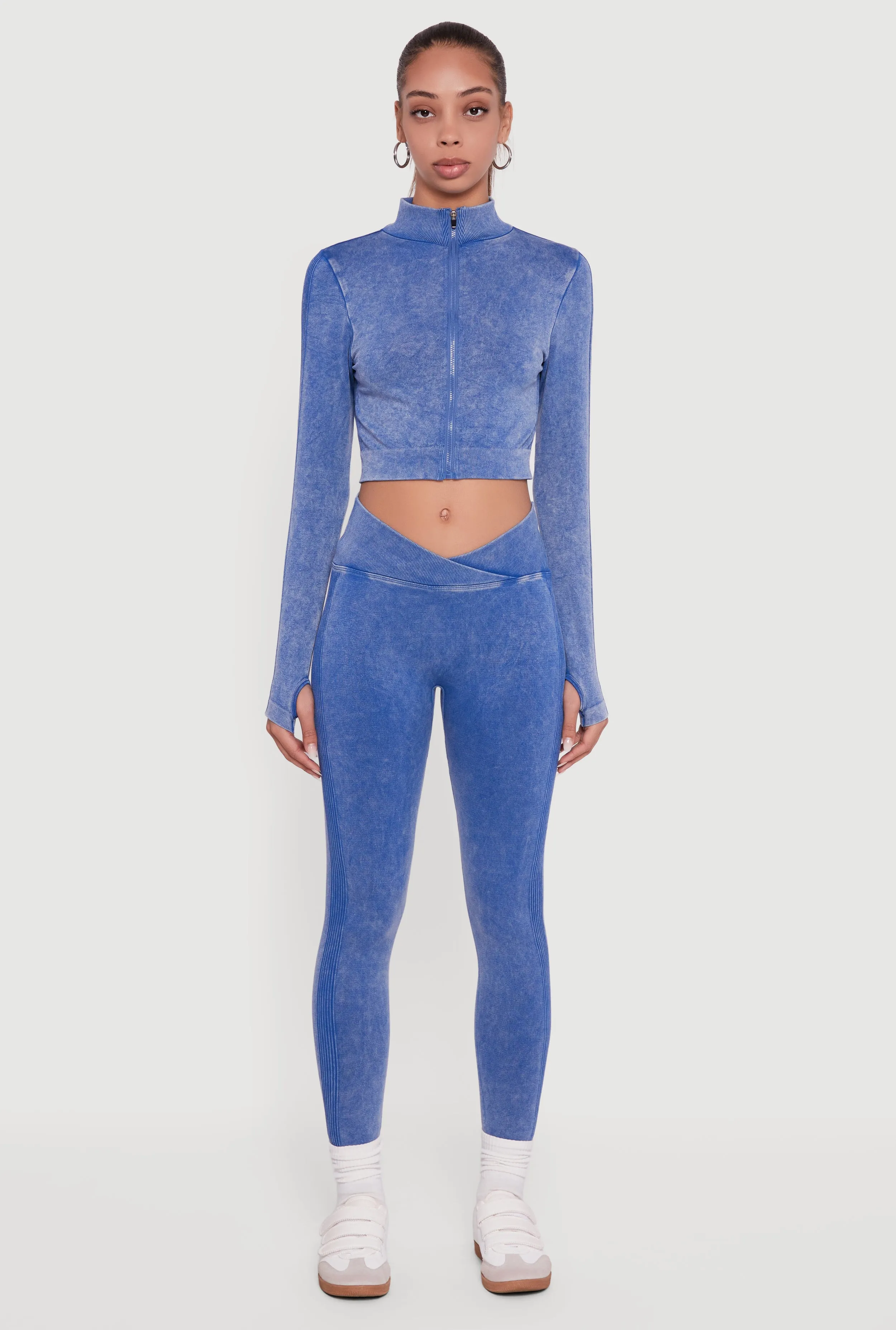 Seamless Acid Wash Cropped Track Jacket sold by Rainbow product image thumbnail 3