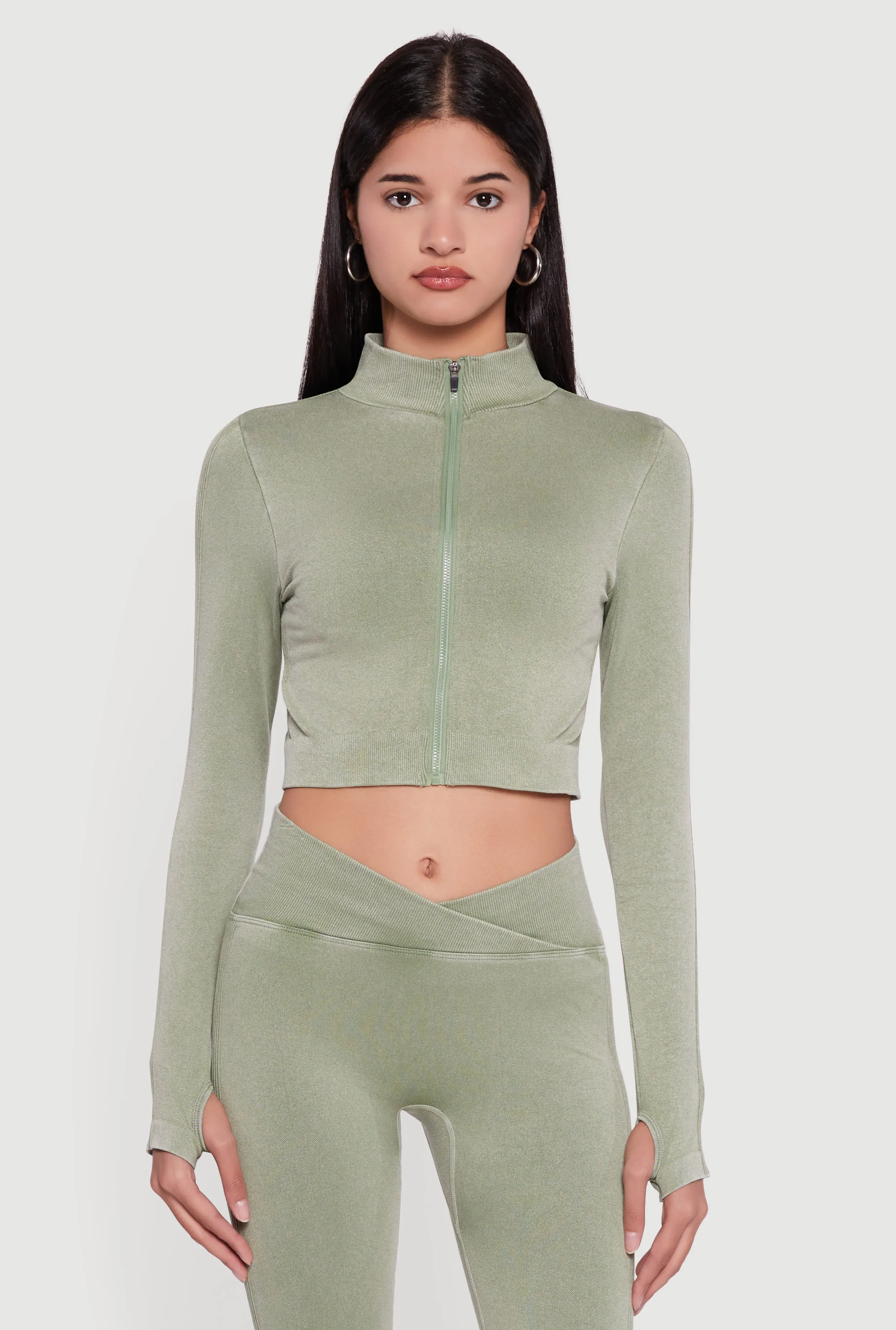 Seamless Acid Wash Cropped Track Jacket sold by Rainbow product image thumbnail 2