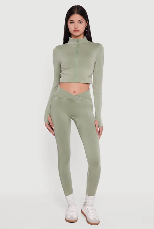 Seamless Acid Wash Cropped Track Jacket sold by Rainbow