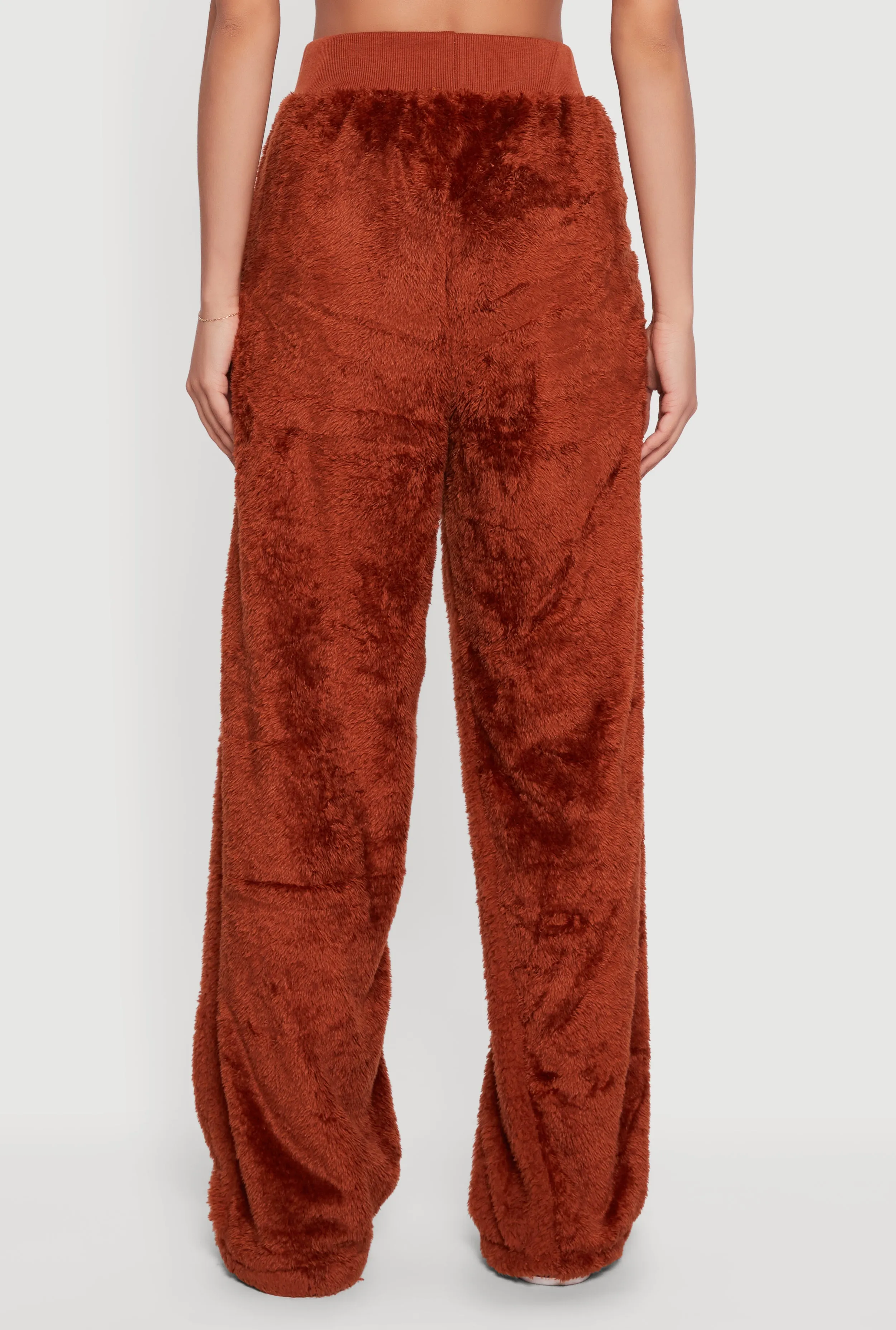 Faux Fur Drawstring Waist Wide Leg Sweatpants sold by Rainbow product image thumbnail 5