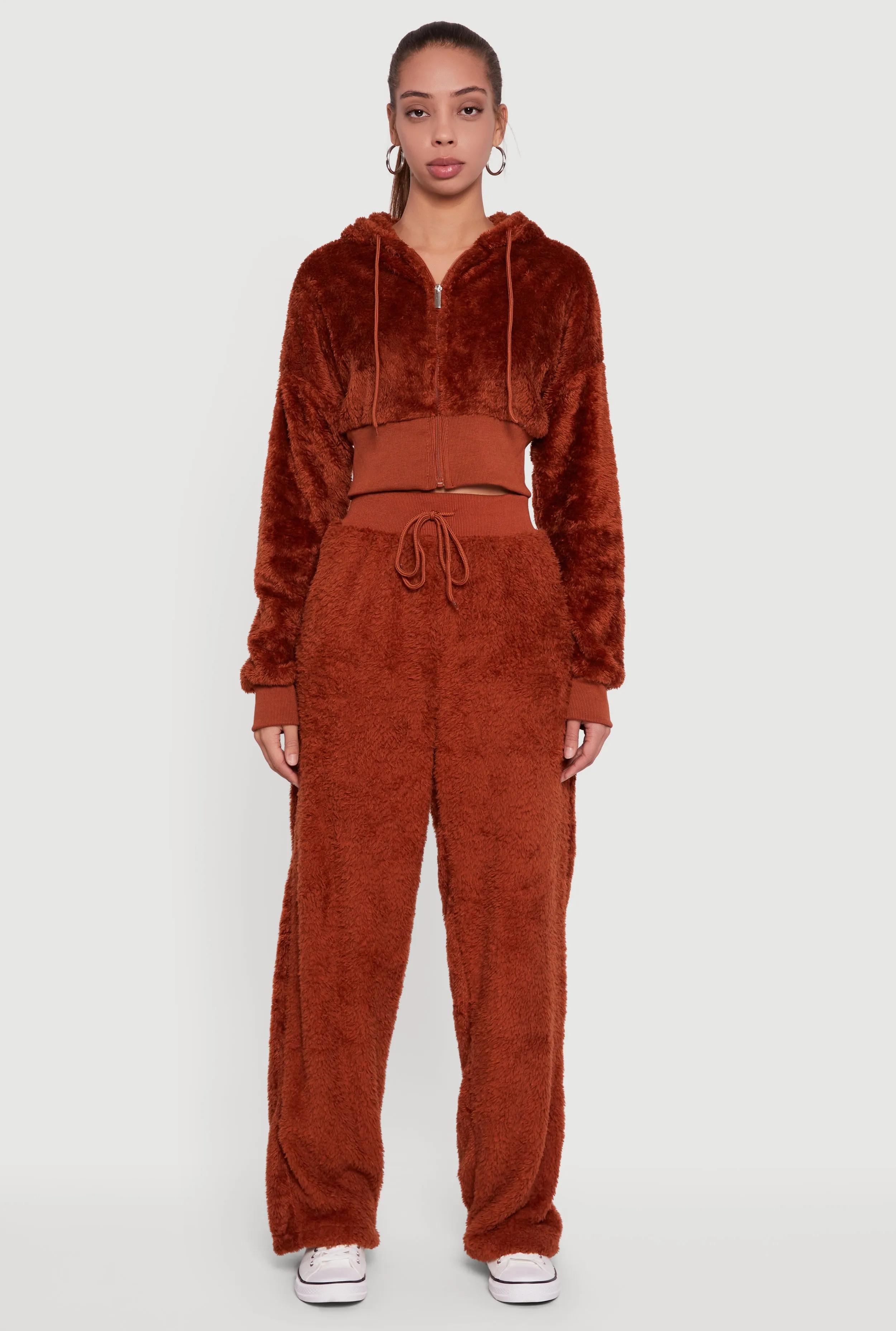 Faux Fur Drawstring Waist Wide Leg Sweatpants sold by Rainbow product image thumbnail 2